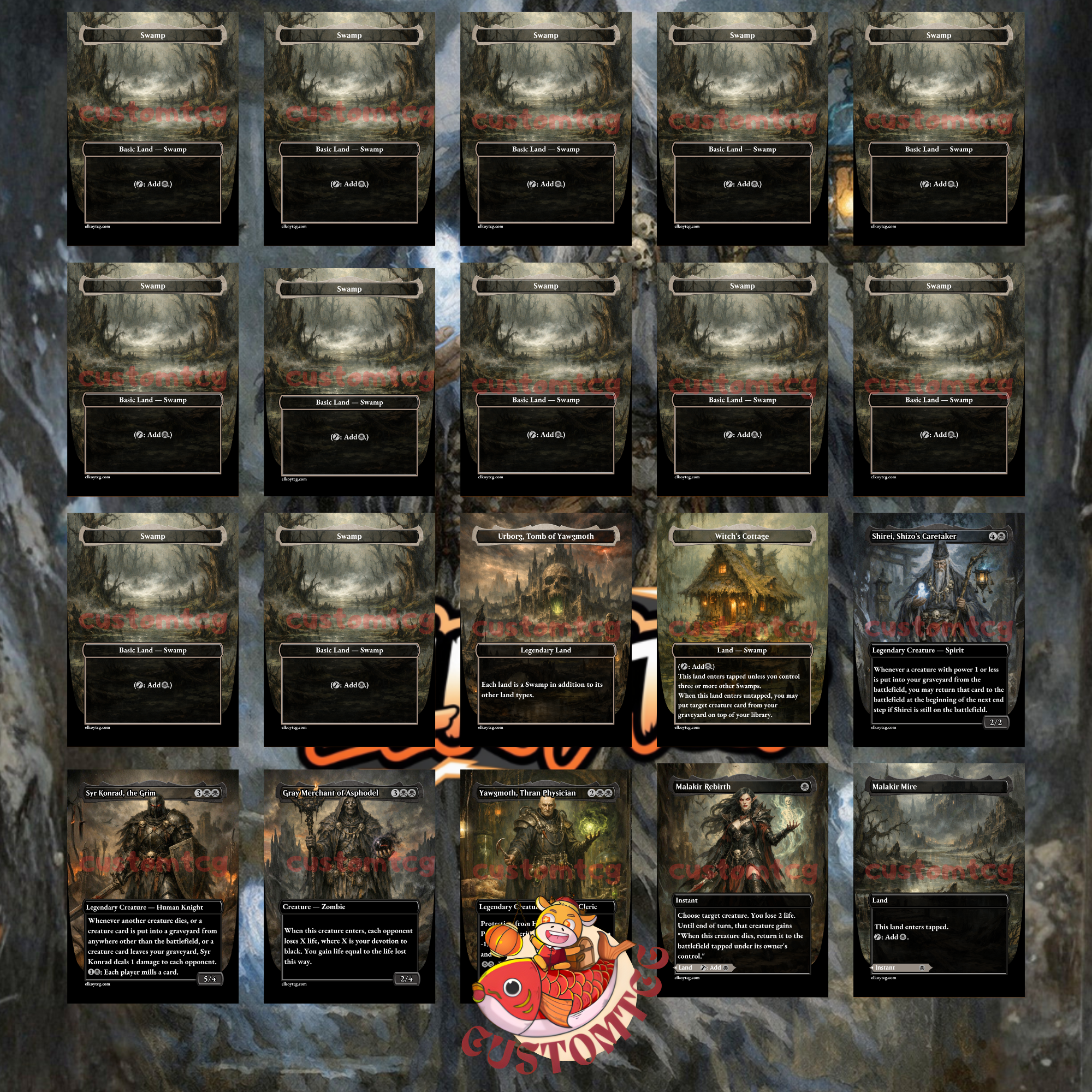 Shirei Shizo's Caretaker Commander Deck | 100 Custom Cards + Tokens | Dark Fantasy Art | Sacrifice Aristocrats Mono Black Deck
