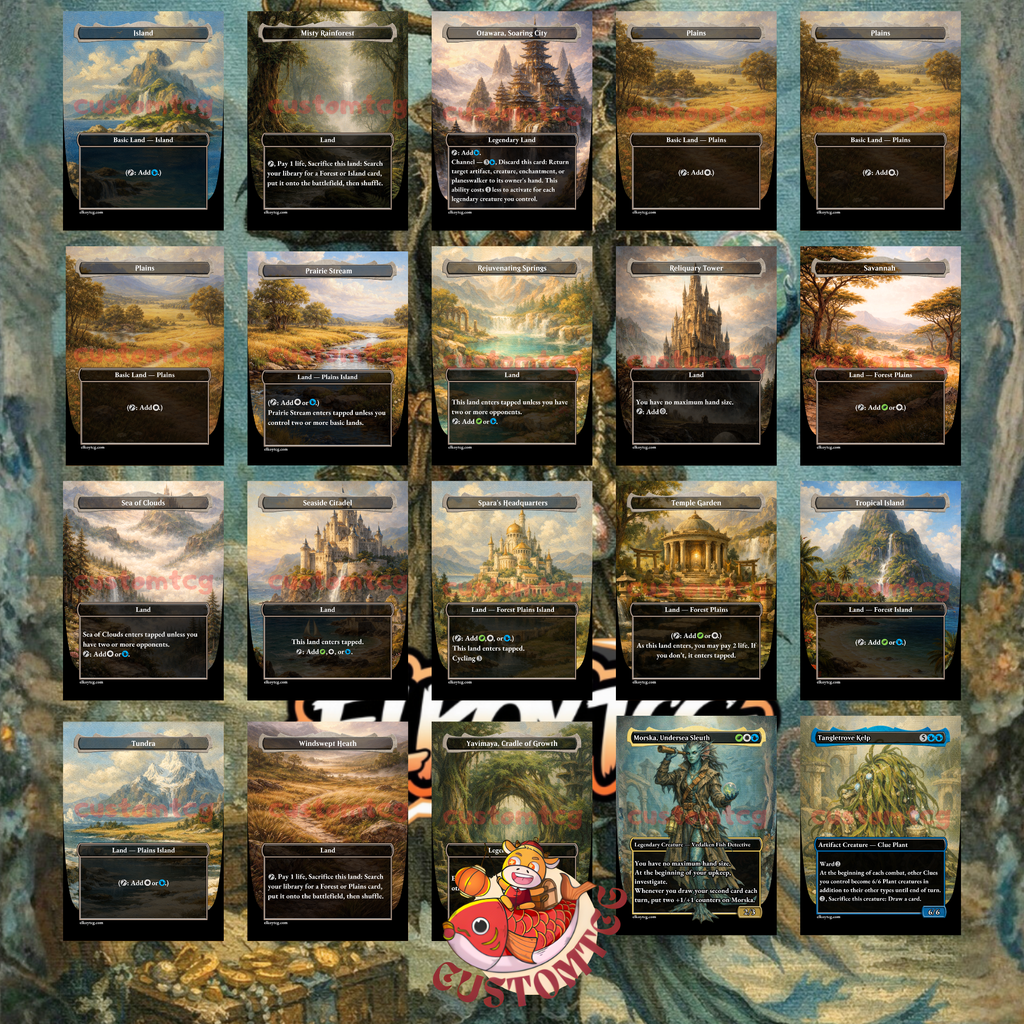 Morska, Undersea Sleuth Custom Commander Deck — Investigate | Clue Tokens | Fantasy Art Proxy Deck