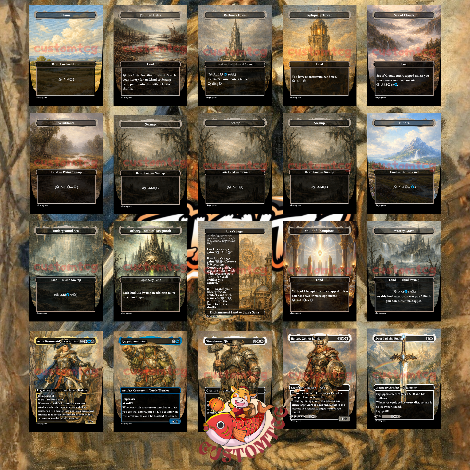 Arna Kennerud, Skycaptain Custom Commander Deck — Equipment and Auras Voltron | Esper | Fantasy Art Proxy Deck