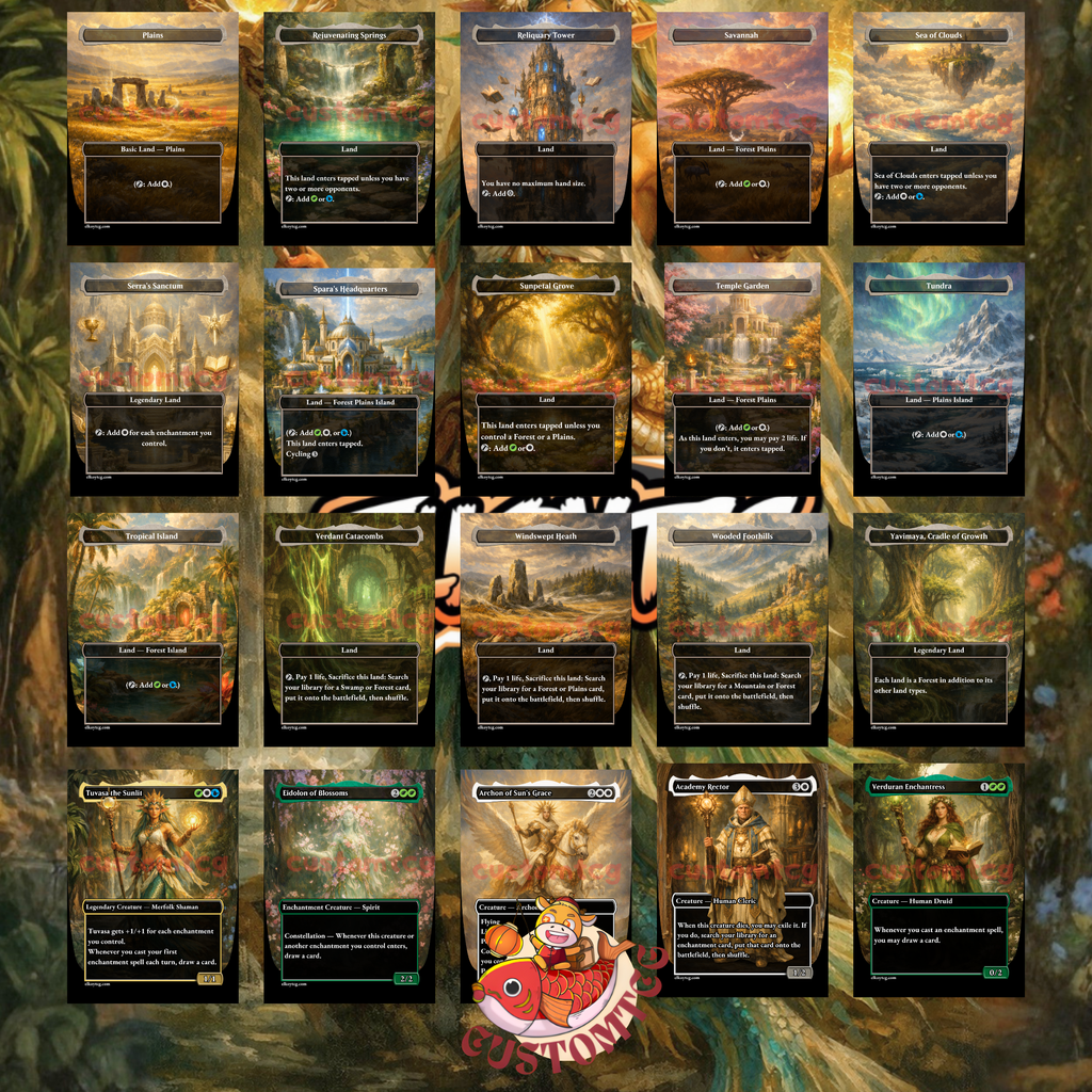Tuvasa the Sunlit Commander Deck | 100 Custom Cards + Tokens | Fantasy Art | Enchantress Bant White Blue Green Deck