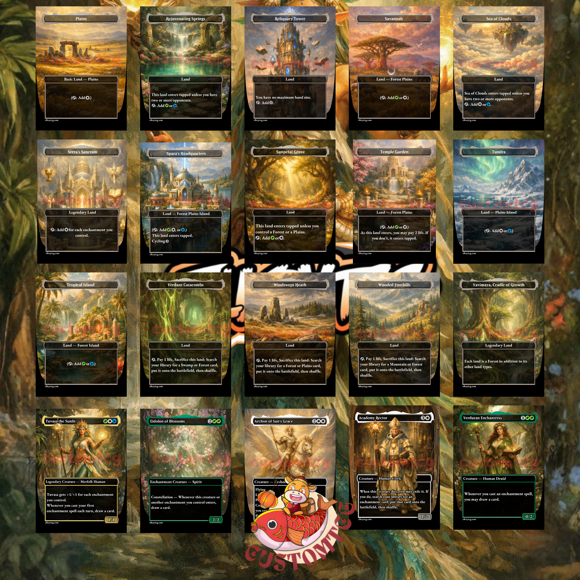 Tuvasa the Sunlit Commander Deck | 100 Custom Cards + Tokens | Fantasy Art | Enchantress Bant White Blue Green Deck