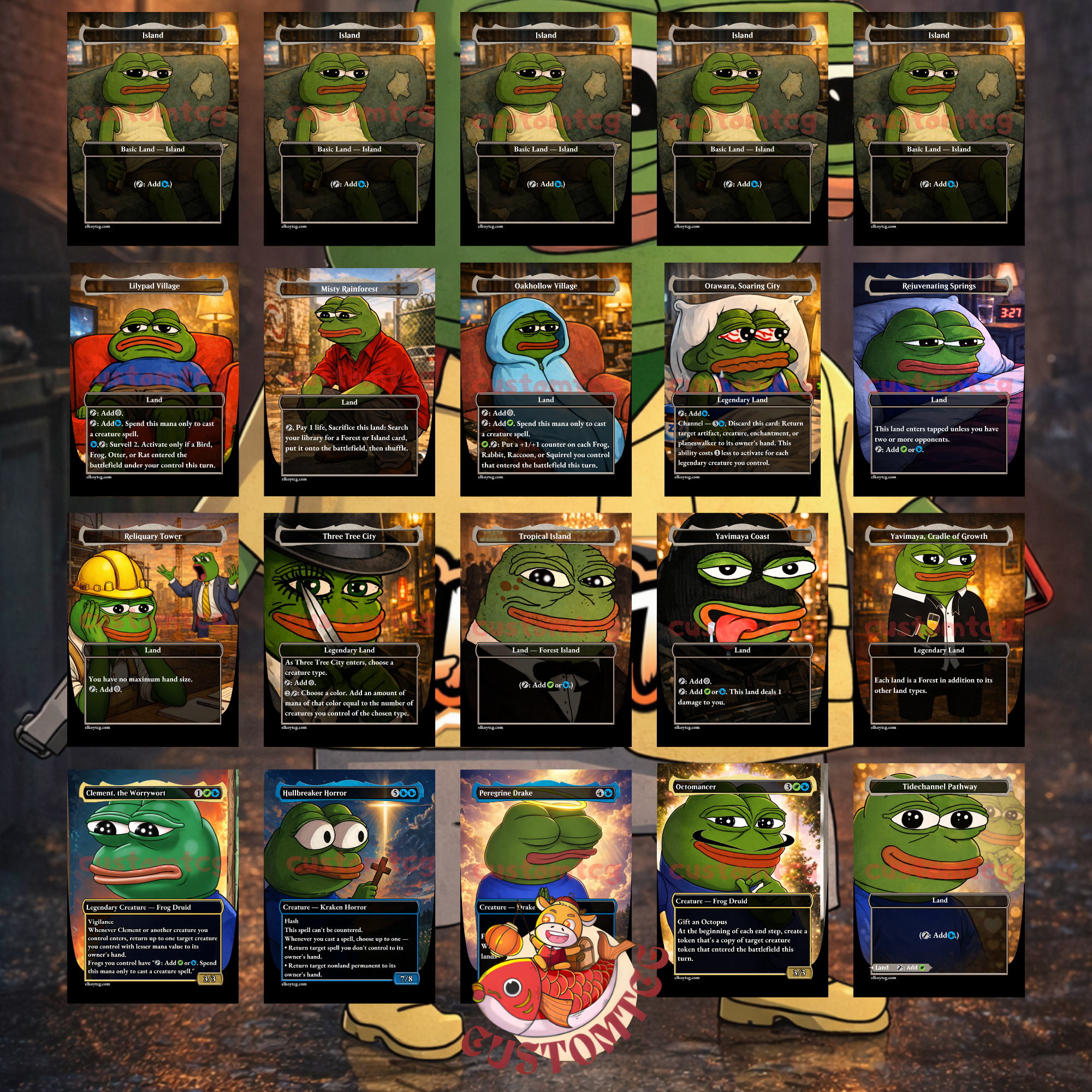 Pepe Custom Commander Deck — Frog Tribal and Meme Culture | Classic Edition | Fantasy Art Proxy Deck
