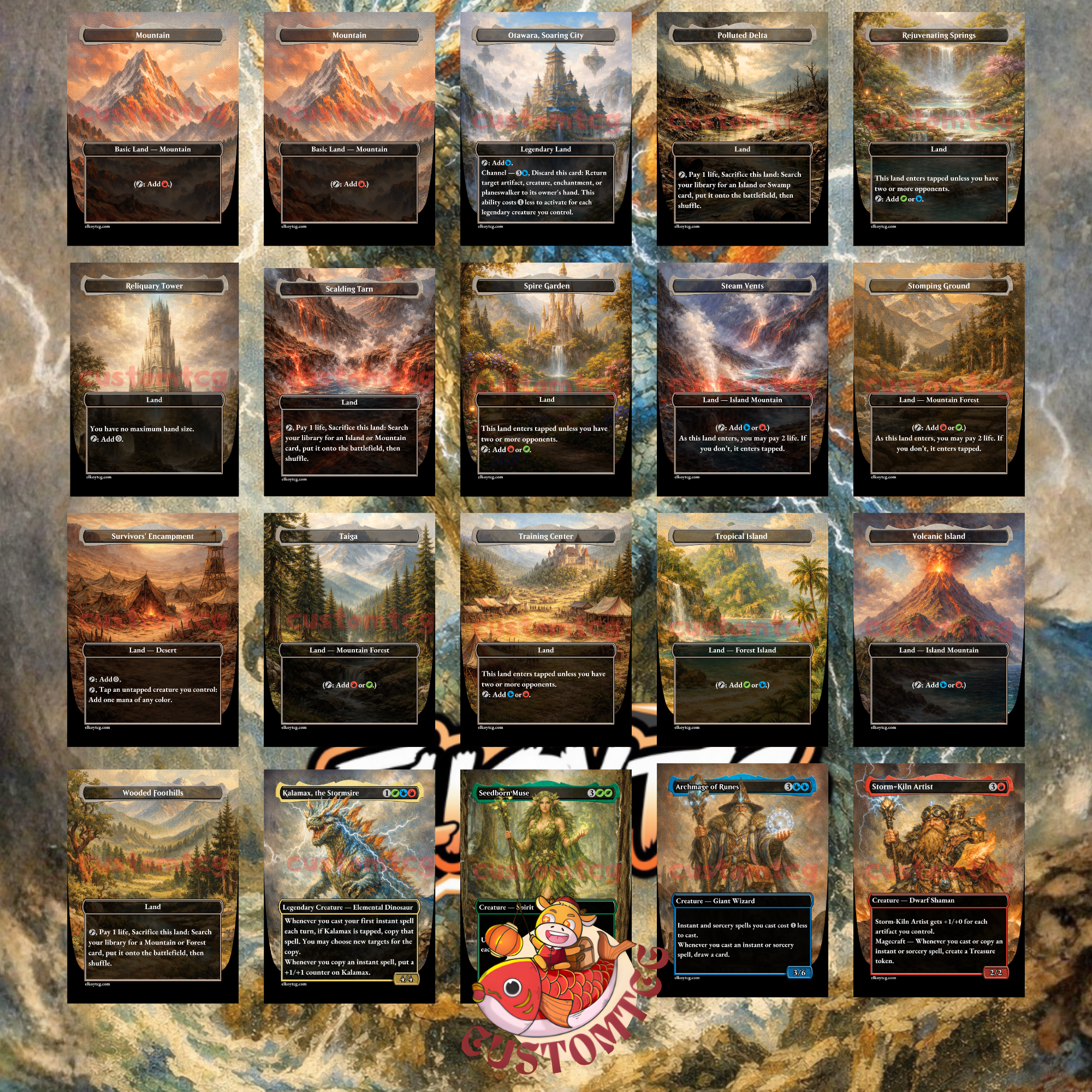 Kalamax, the Stormsire Custom Commander Deck — Instant Copy and Spell Storm | Temur | Fantasy Art Proxy Deck