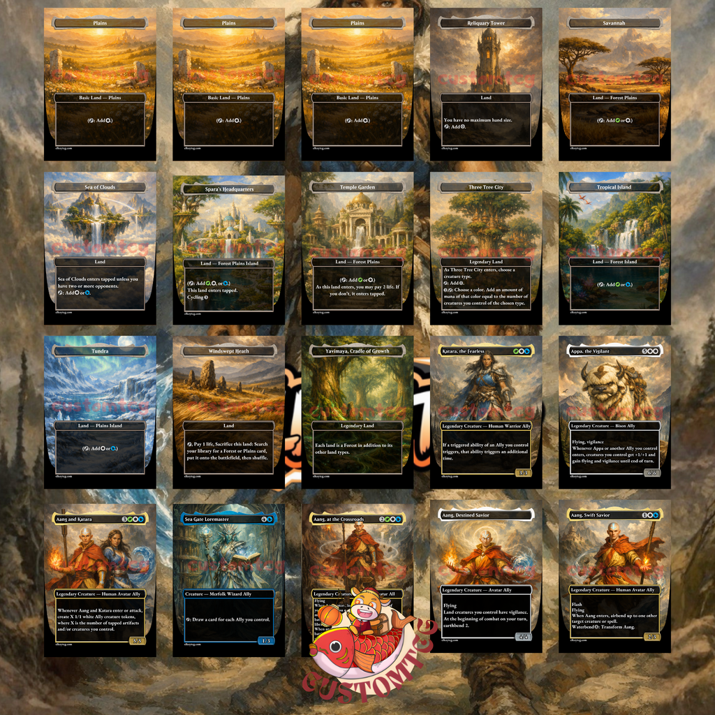 Katara the Fearless Custom Commander Deck – 100 Cards + Tokens | Avatar Allies Tribal | Fantasy Art | Unique Card Designs