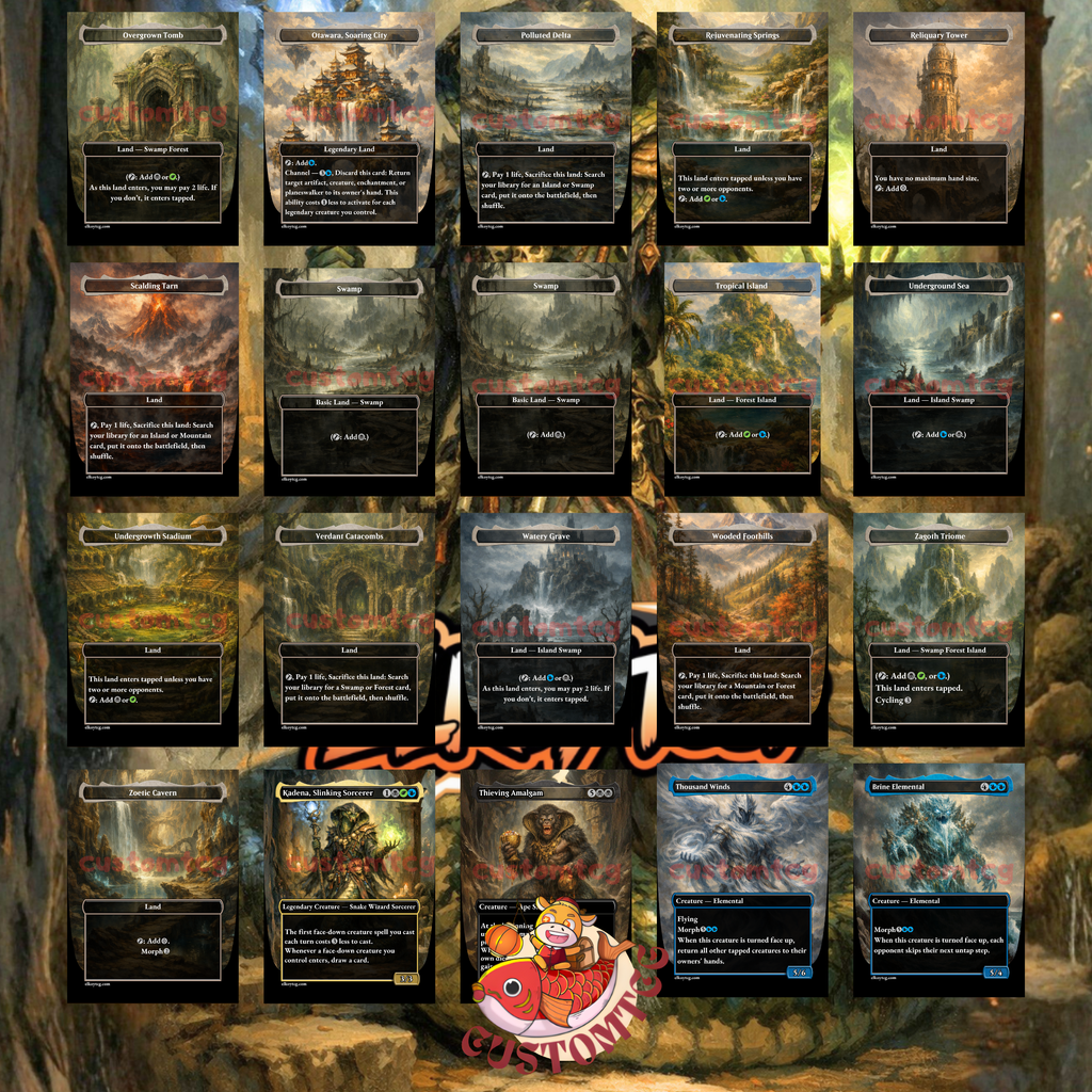Kadena Slinking Sorcerer Commander Deck | 100 Custom Cards + Tokens | Dark Fantasy Art | Sultai Morph Combo