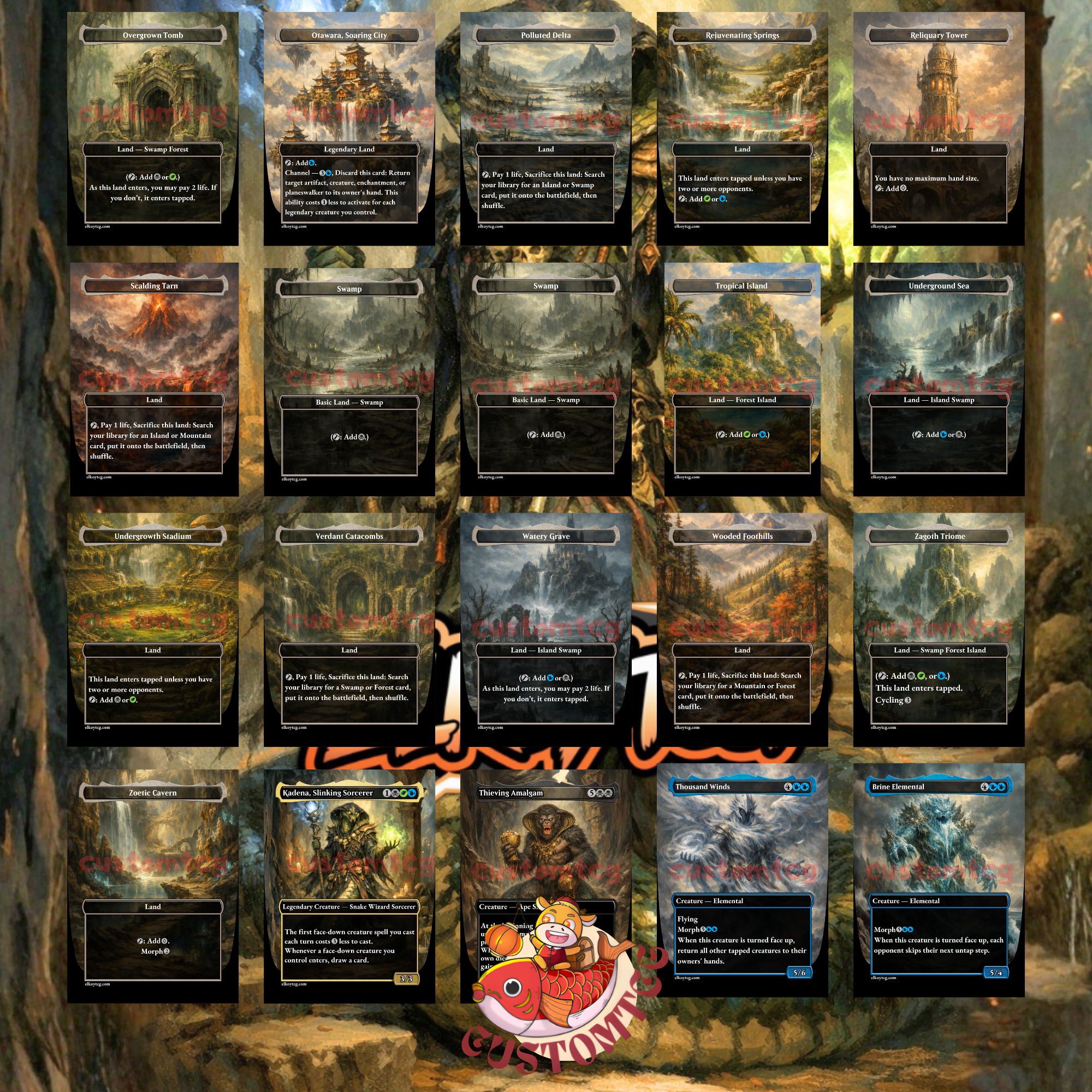 Kadena Slinking Sorcerer Commander Deck | 100 Custom Cards + Tokens | Dark Fantasy Art | Sultai Morph Combo