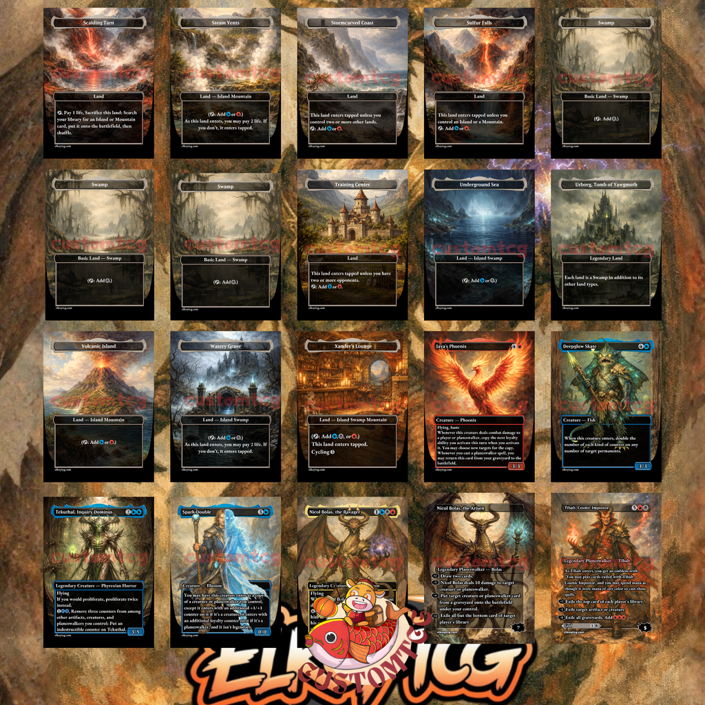Nicol Bolas, the Ravager Custom Commander Deck — Dragon God | Grixis Control | Fantasy Art Proxy Deck