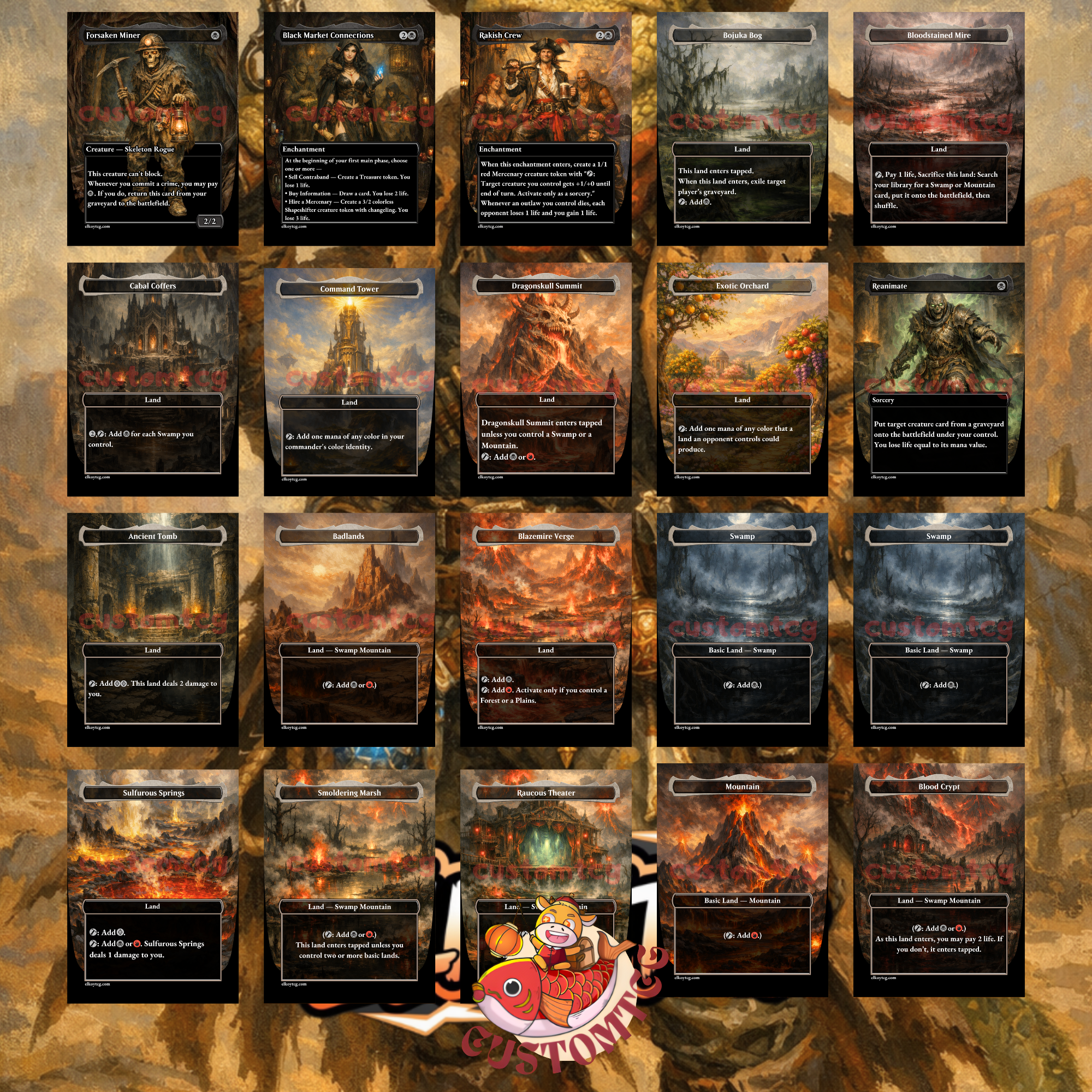 Laughing Jasper Flint Commander Deck | 100 Custom Cards + Tokens | Dark Fantasy Art | Outlaw Exile Rakdos Black Red Deck