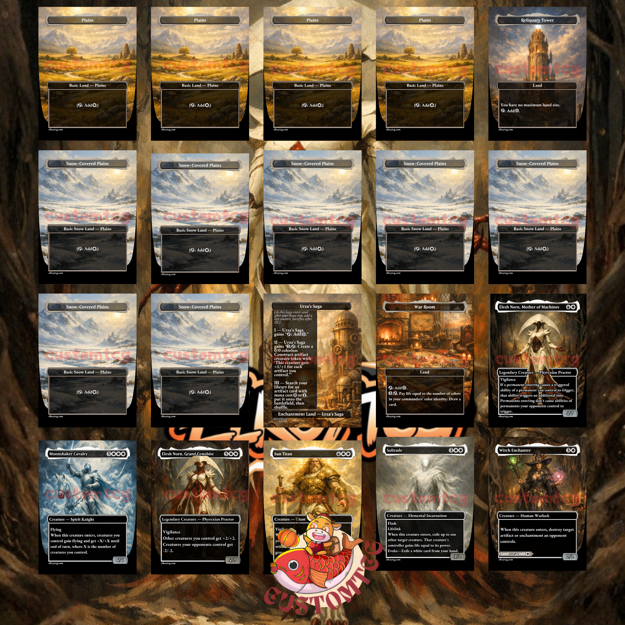 Elesh Norn Mother of Machines Commander Deck | 100 Custom Cards + Tokens | Fantasy Art | ETB Flicker Mono White Deck