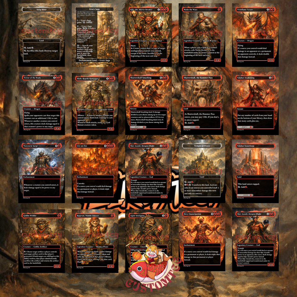 Norin the Wary Custom Commander Deck – 100 Cards + Tokens | Mono Red Chaos | Dark Fantasy Art | Unique Card Designs