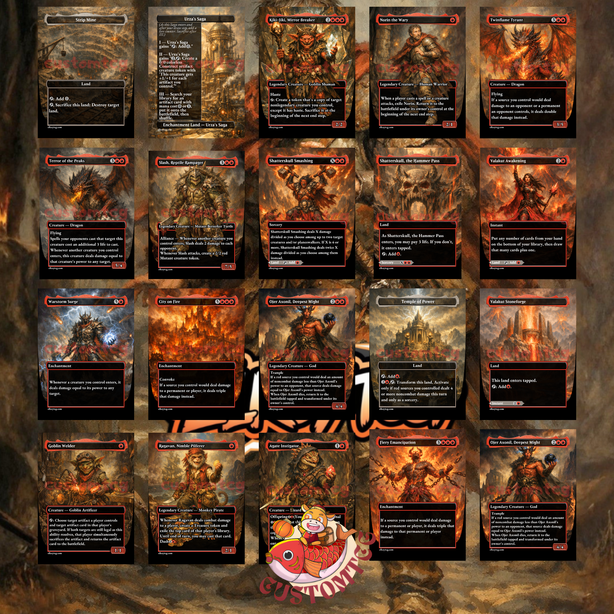 Norin the Wary Custom Commander Deck – 100 Cards + Tokens | Mono Red Chaos | Dark Fantasy Art | Unique Card Designs