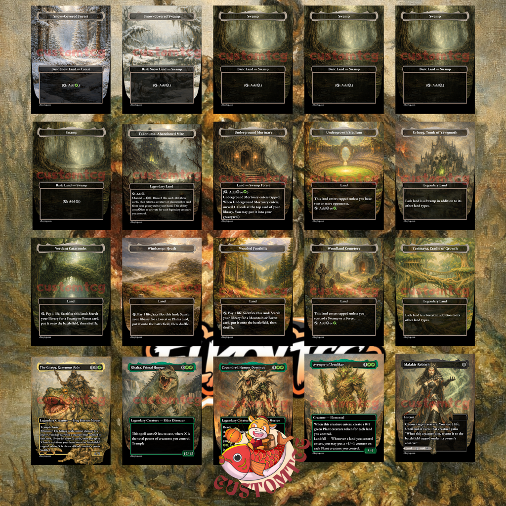 The Gitrog, Ravenous Ride Custom Commander Deck — Land Synergy and Massive Creatures | Golgari | Fantasy Art Proxy Deck