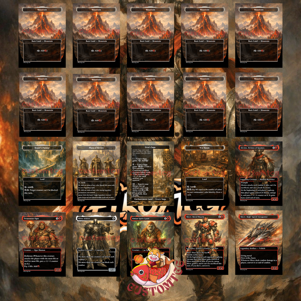 Alexios Deimos of Kosmos Commander Deck | 100 Custom Cards + Tokens | Fantasy Art | Red Voltron Equipment