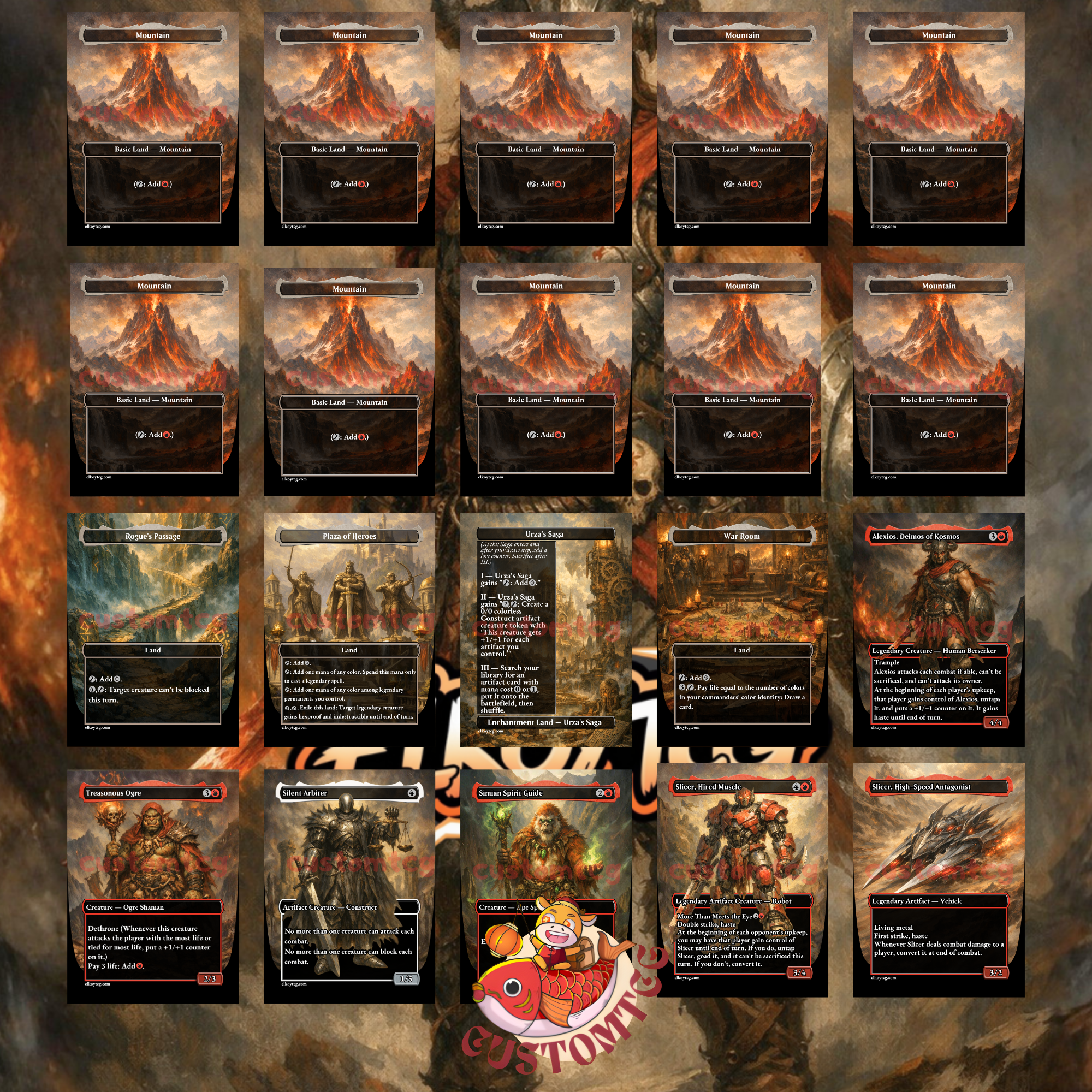 Alexios Deimos of Kosmos Commander Deck | 100 Custom Cards + Tokens | Fantasy Art | Red Voltron Equipment