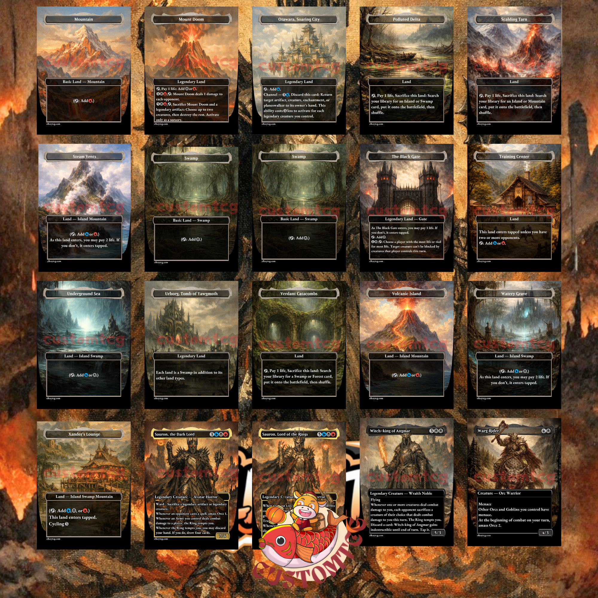 Sauron, the Dark Lord Custom Commander Deck — Amass Orcs and Ring Temptation | Grixis | Fantasy Art Proxy Deck