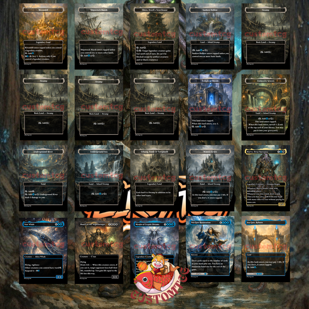 Marvo, Deep Operative Commander Deck – 100 Custom Cards + Tokens | Clash & Copy | Extra Turns | Eldritch Fantasy Art | Free Shipping