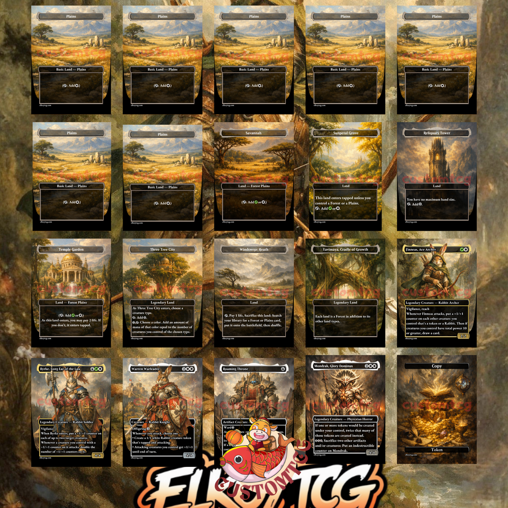Finneas Ace Archer Commander Deck | 100 Custom Cards + Tokens | Enchanted Forest Art | Selesnya Rabbit Tribal