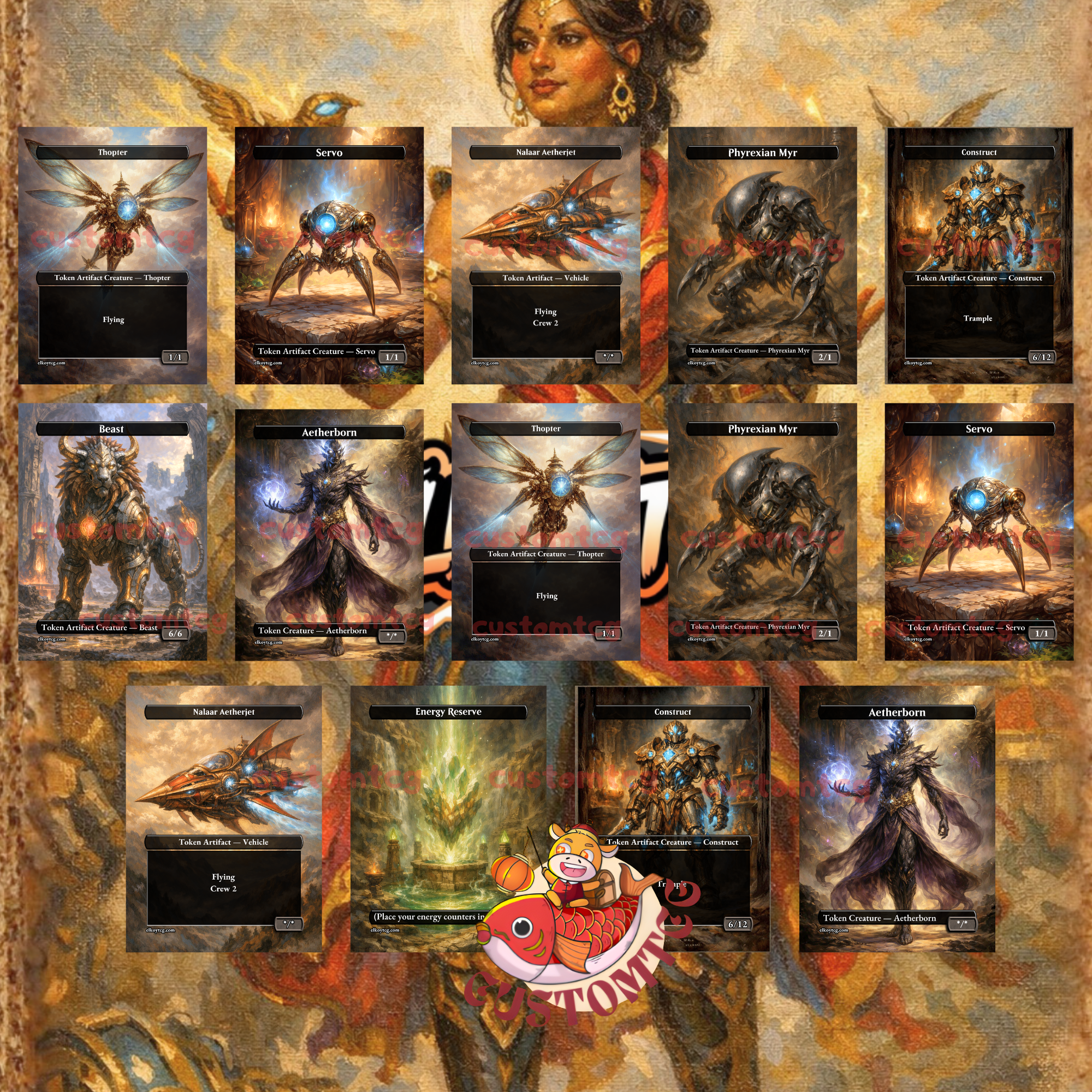 Saheeli, Radiant Creator Custom Commander Deck — Artifact Tokens and Energy | Izzet | Fantasy Art Proxy Deck