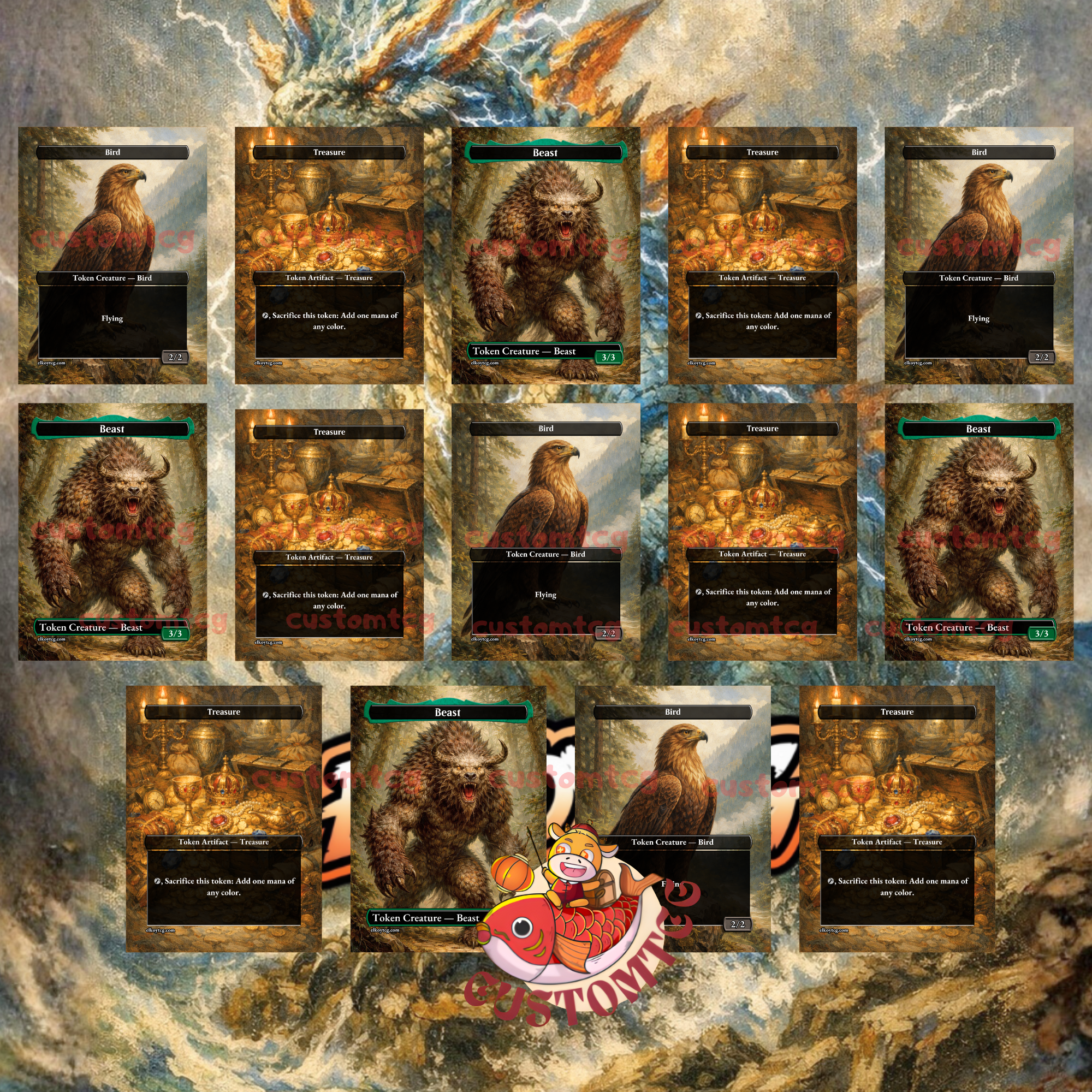 Kalamax, the Stormsire Custom Commander Deck — Instant Copy and Spell Storm | Temur | Fantasy Art Proxy Deck