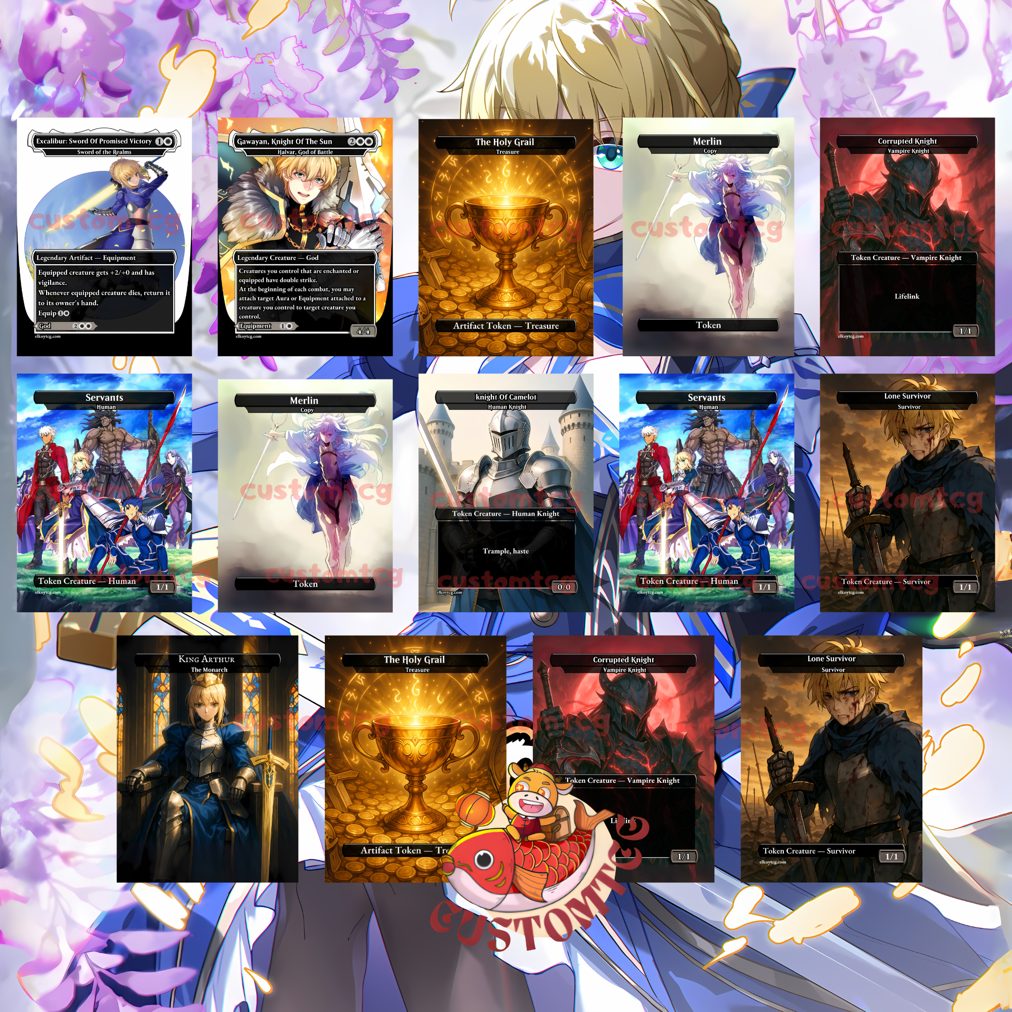 Fate Custom Commander Deck — Artoria Pendragon | Round Table Knights | Anime Proxy Deck