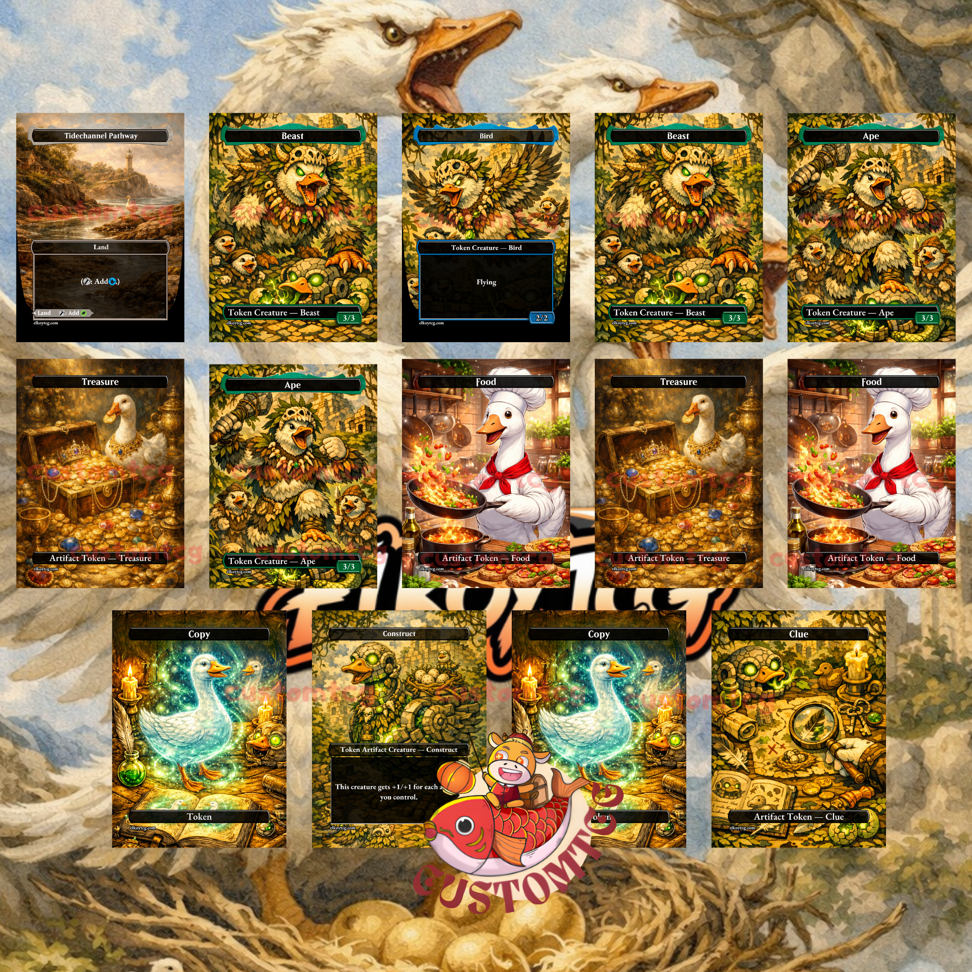 The Goose Mother Custom Commander Deck — Goose Tribal and X Spells | Simic | Fantasy Art Proxy Deck
