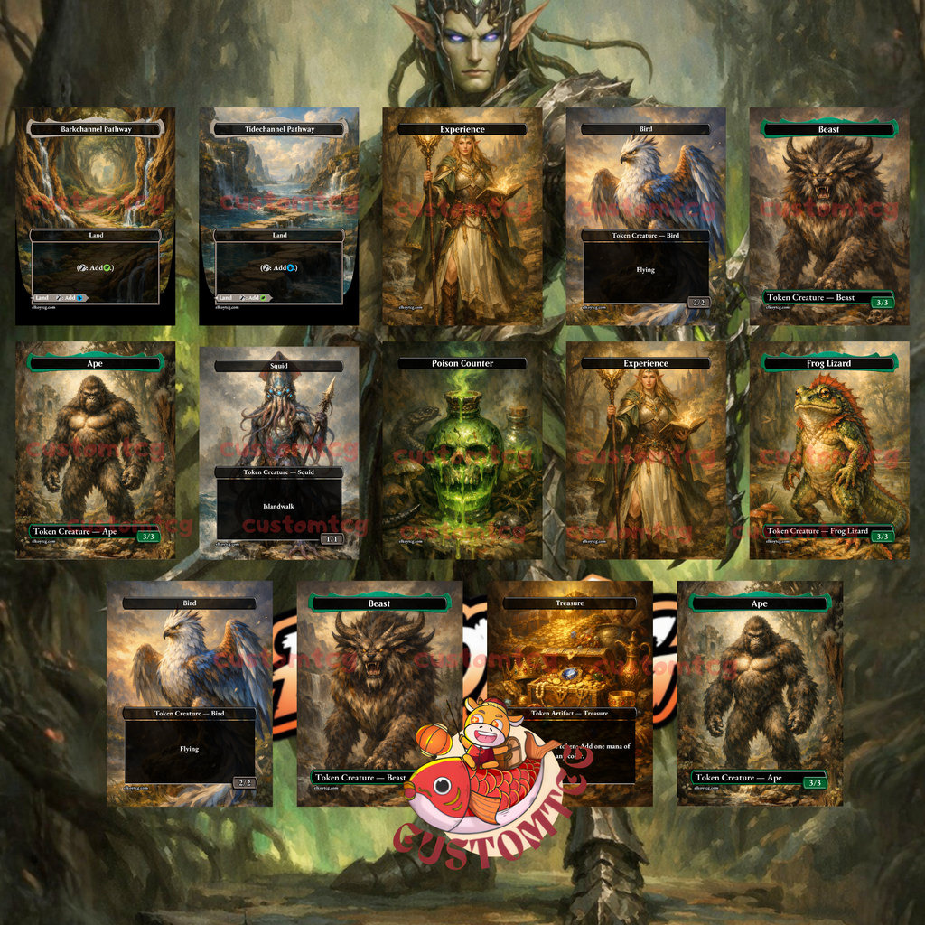 Ezuri Claw of Progress Commander Deck | 100 Custom Cards + Tokens | Fantasy Art | +1/+1 Counter Infect Simic Green Blue Deck