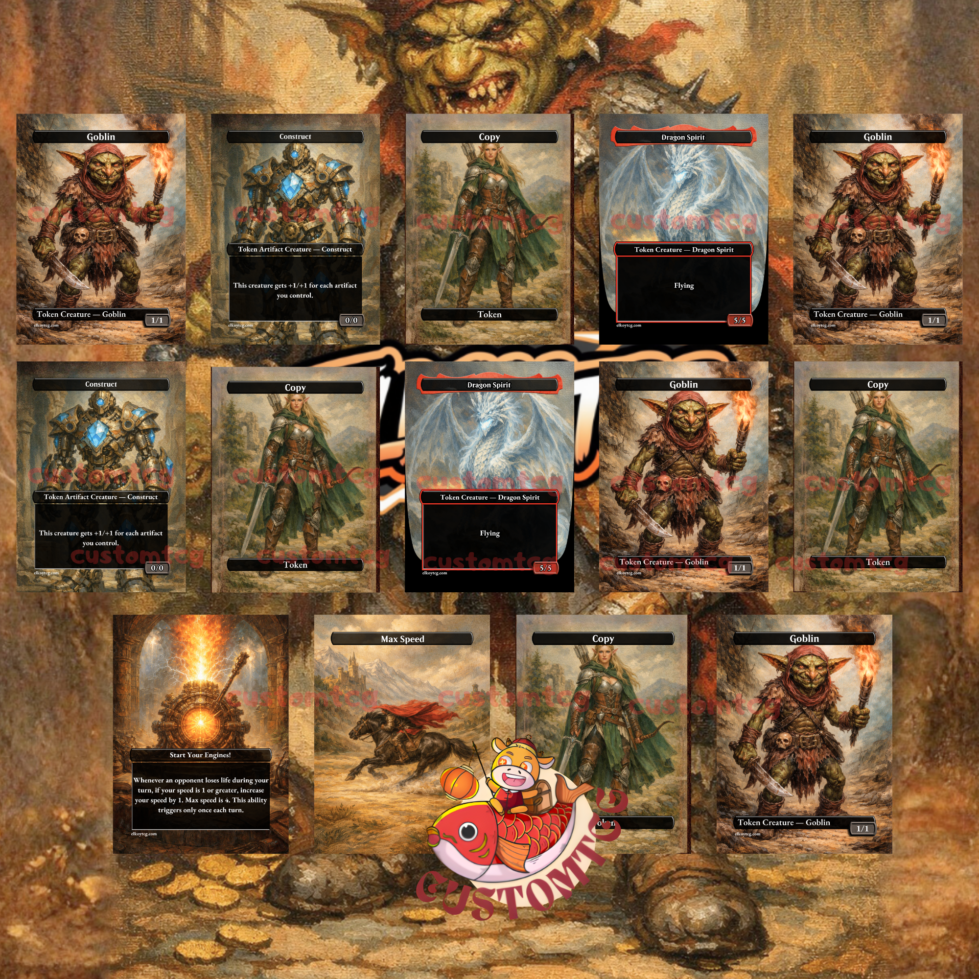 Krenko, Mob Boss V2 Custom Commander Deck — Goblin Tribal | Mono Red | Fantasy Art Proxy Deck