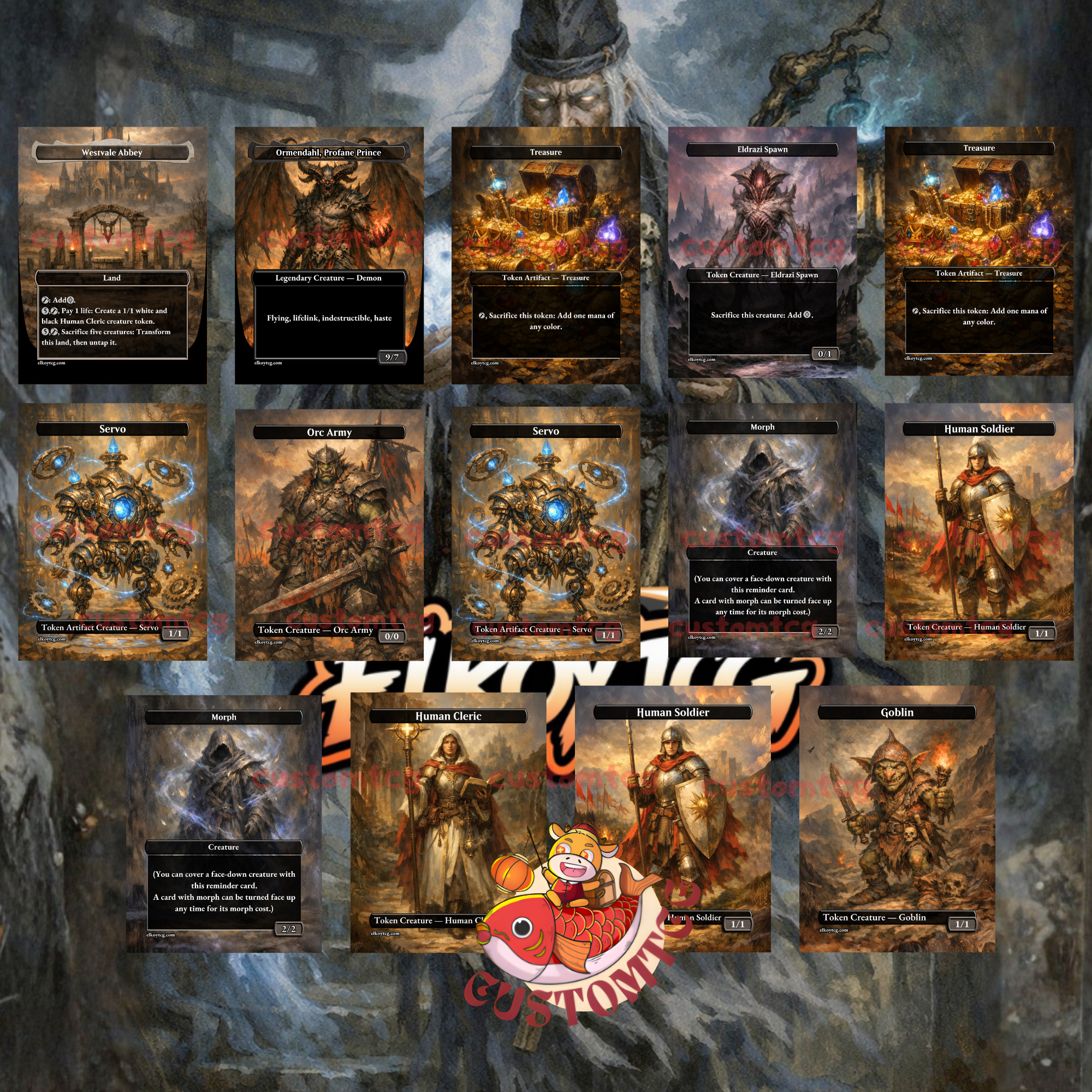 Shirei Shizo's Caretaker Custom Commander Deck – 100 Cards + Tokens | Mono Black Sacrifice | Dark Fantasy Art | Unique Card Designs