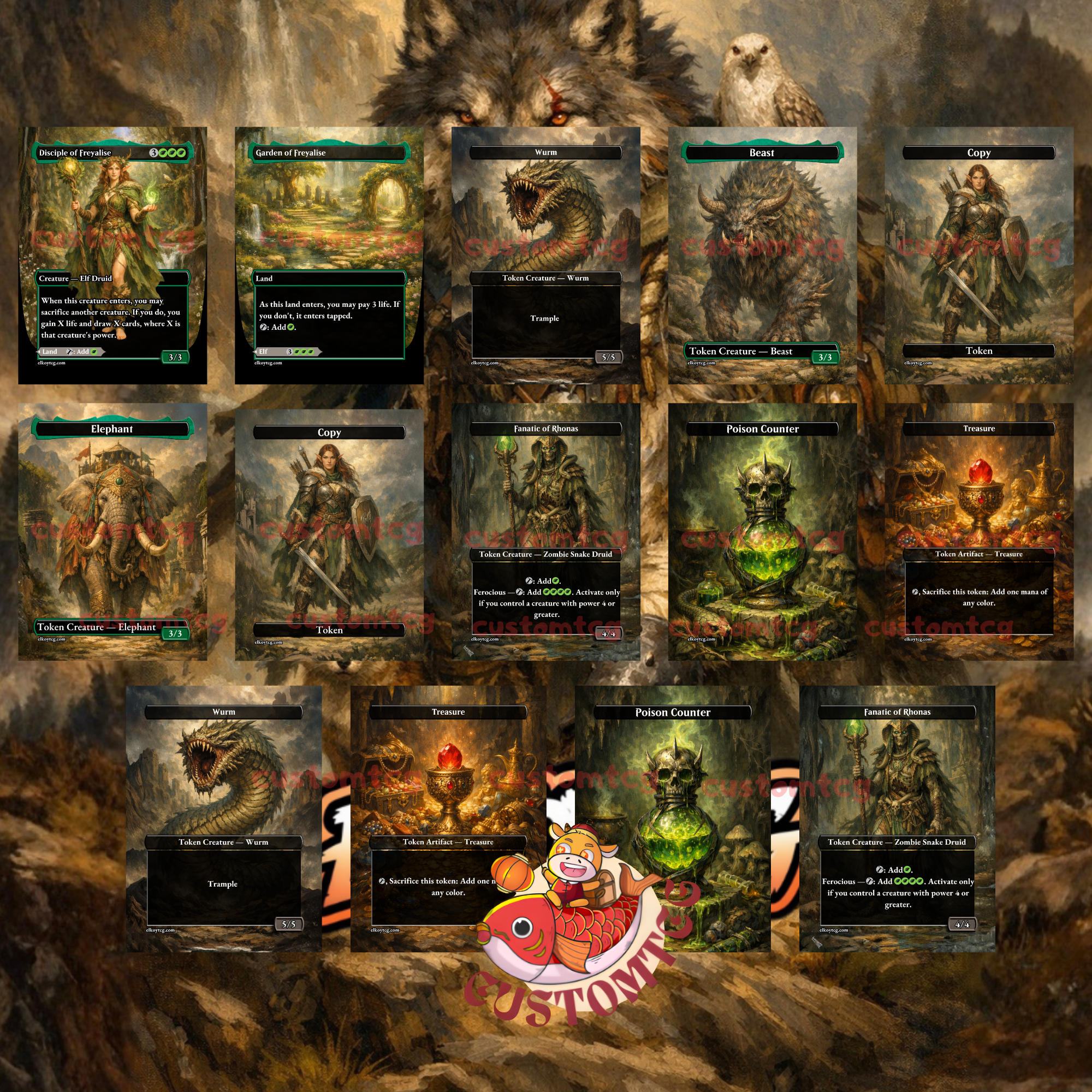 Kona Rescue Beastie Commander Deck | 100 Custom Cards + Tokens | Wild Fantasy Art | Mono Green Big Creatures