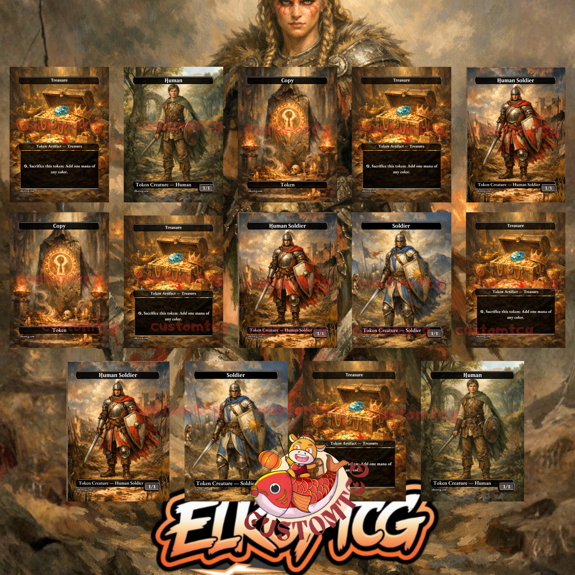 Saskia the Unyielding Custom Commander Deck – 100 Cards + Tokens | 4-Color Warriors | Fantasy Art | Unique Card Designs