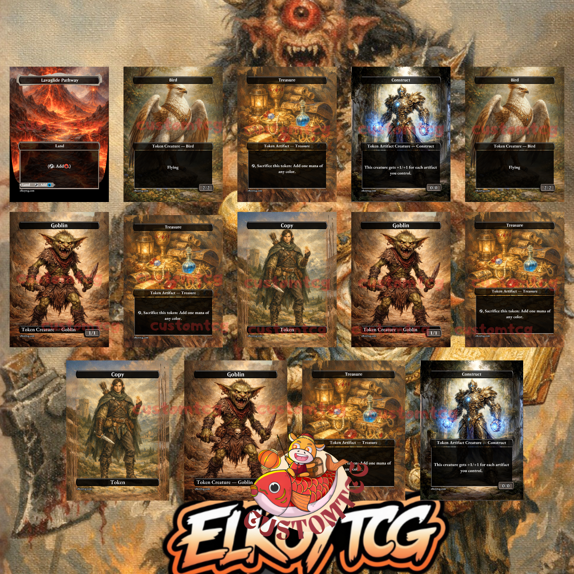 Okaun & Zndrsplt Custom Commander Deck — Coin Flip Chaos | Izzet | Fantasy Art Proxy Deck