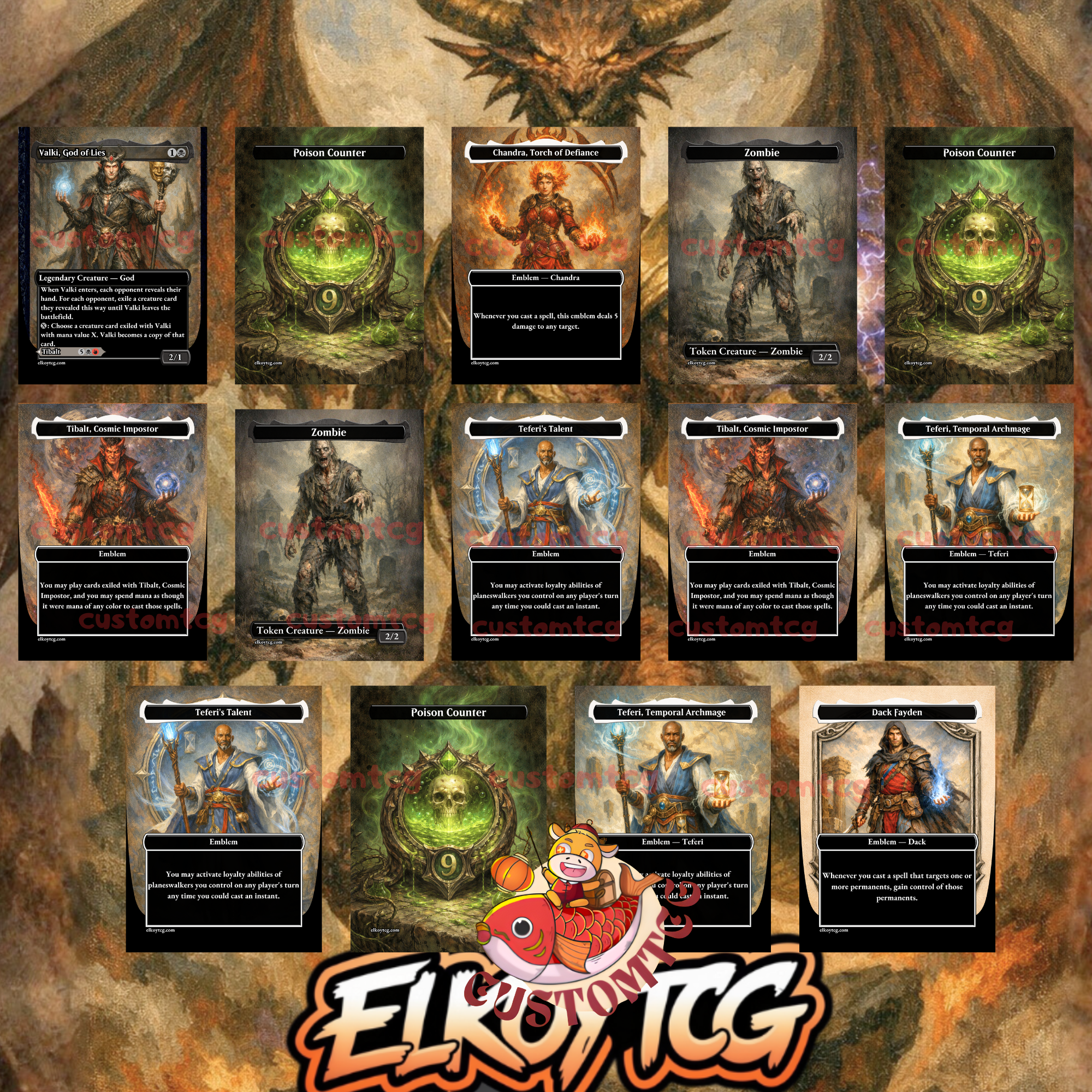Nicol Bolas, the Ravager Custom Commander Deck — Dragon God | Grixis Control | Fantasy Art Proxy Deck