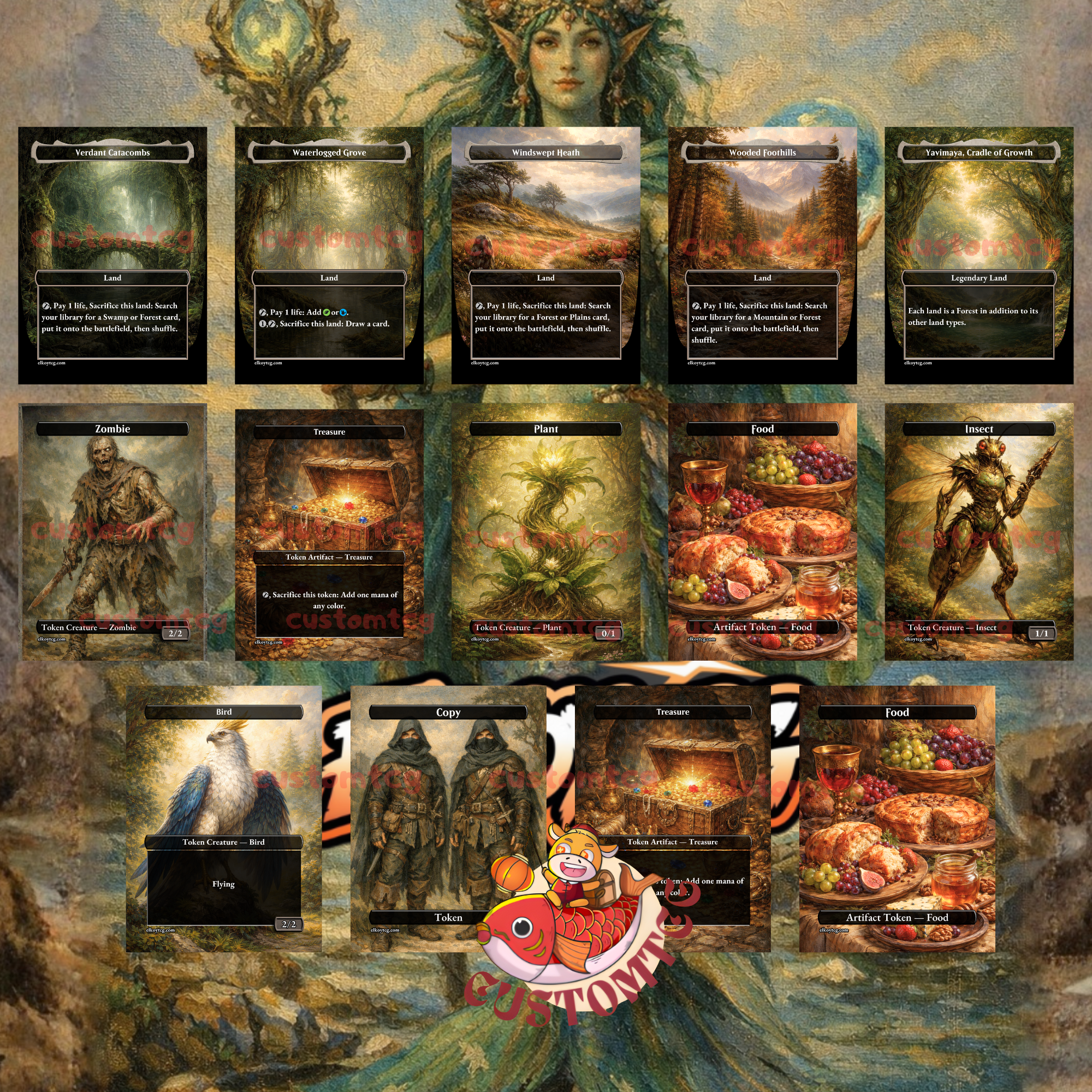 Tatyova, Benthic Druid Custom Commander Deck — Lands and Card Draw | Simic | Fantasy Art Proxy Deck