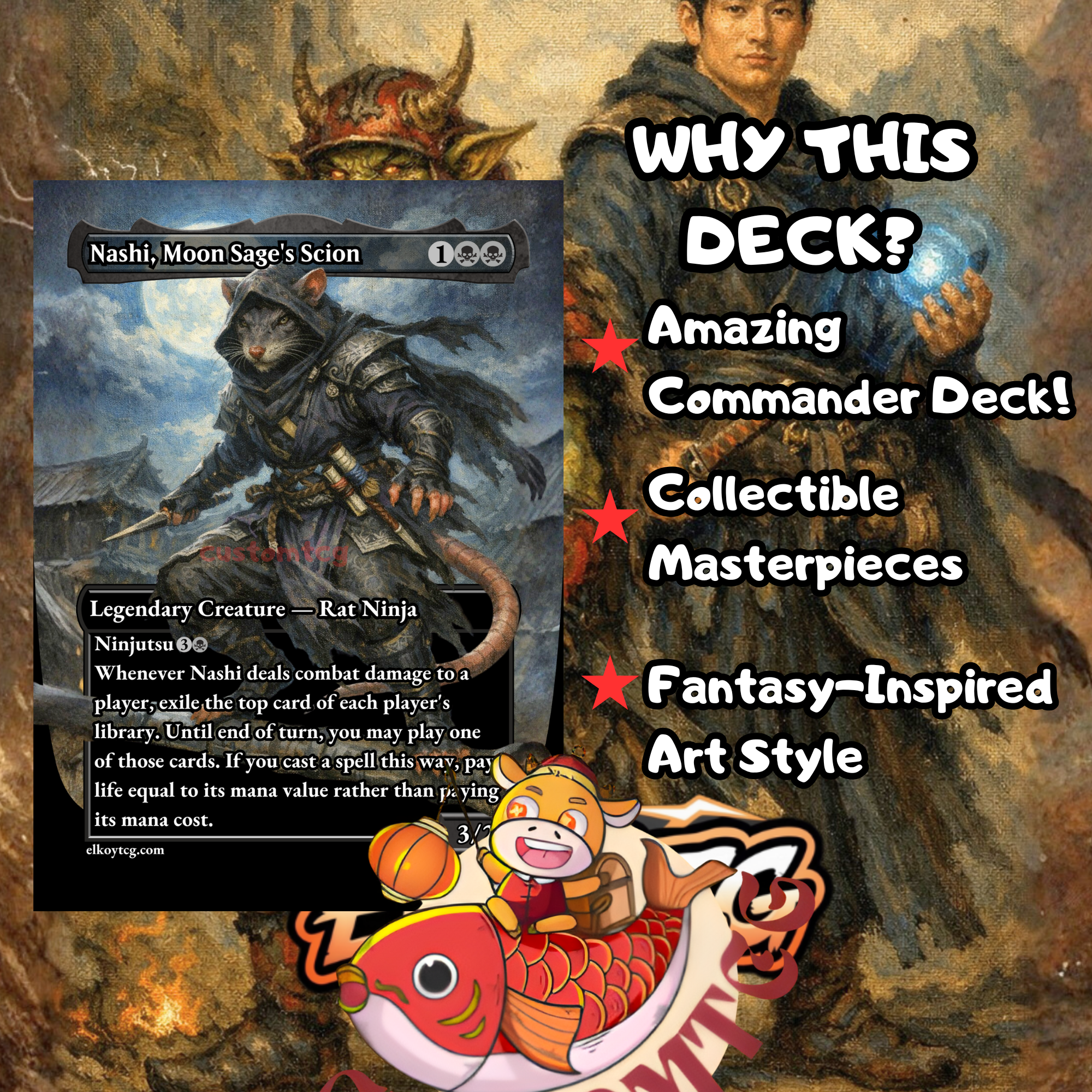 Goro-Goro and Satoru Custom Commander Deck — Ninjas and Dragons | Izzet | Fantasy Art Proxy Deck
