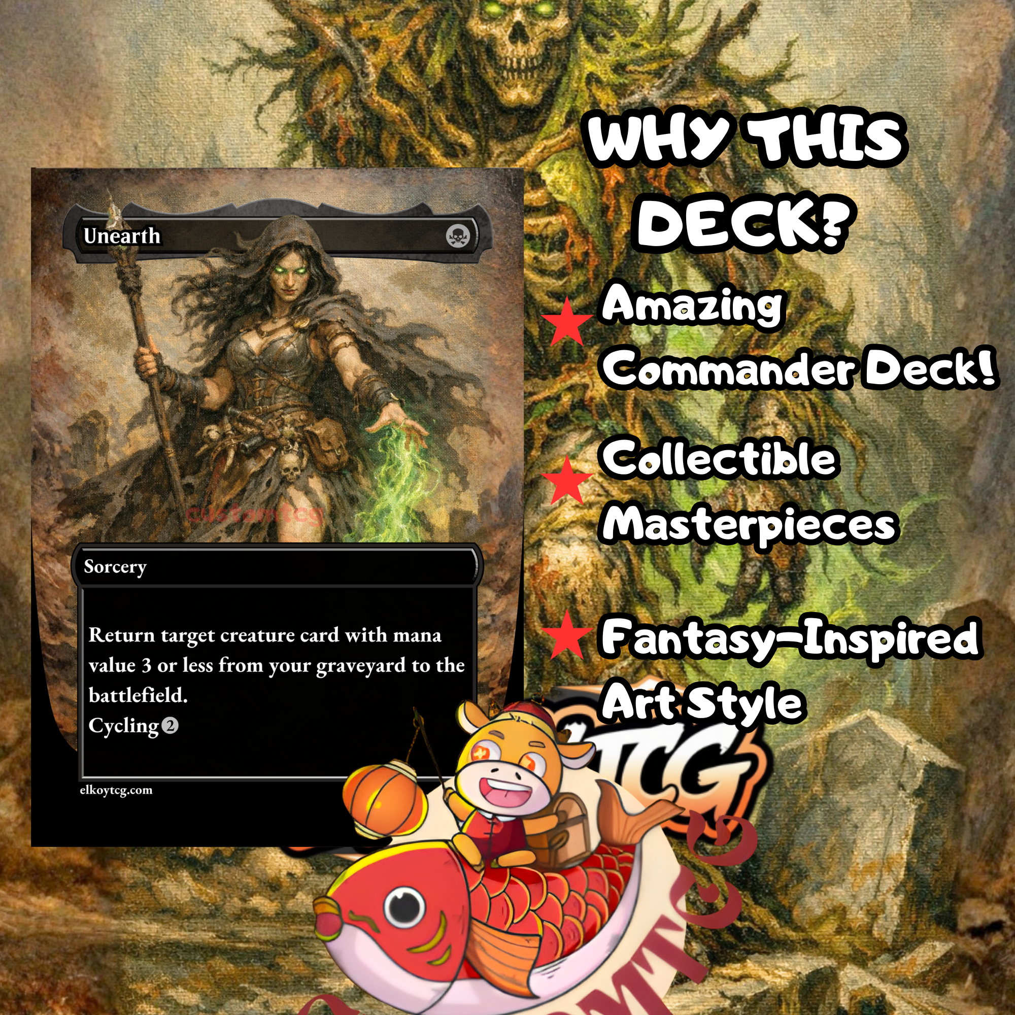Skullbriar, the Walking Grave Custom Commander Deck — +1/+1 Counters | Golgari Aggro | Fantasy Art Proxy Deck