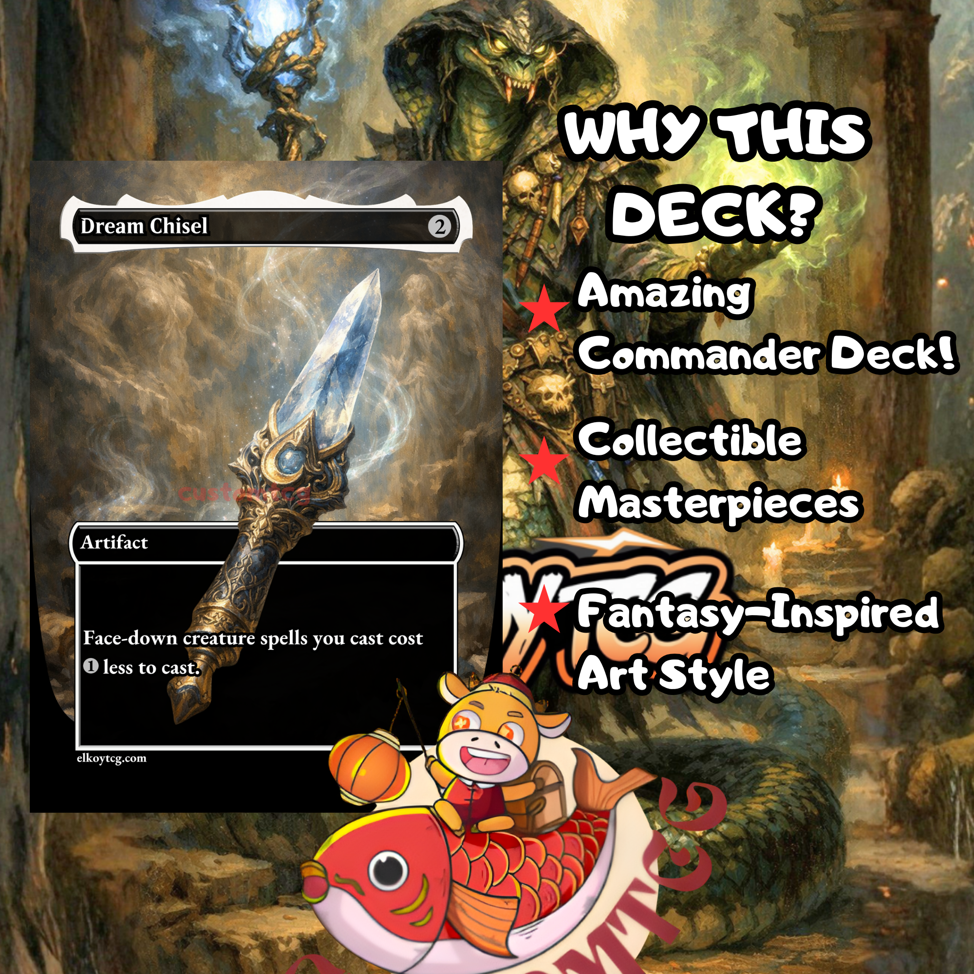 Kadena Slinking Sorcerer Commander Deck | 100 Custom Cards + Tokens | Dark Fantasy Art | Sultai Morph Combo