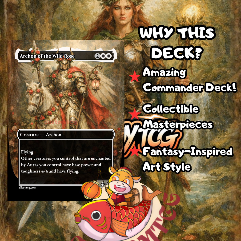 Ellivere of the Wild Court Custom Commander Deck — Enchantments and Role Tokens | Selesnya | Fantasy Art Proxy Deck