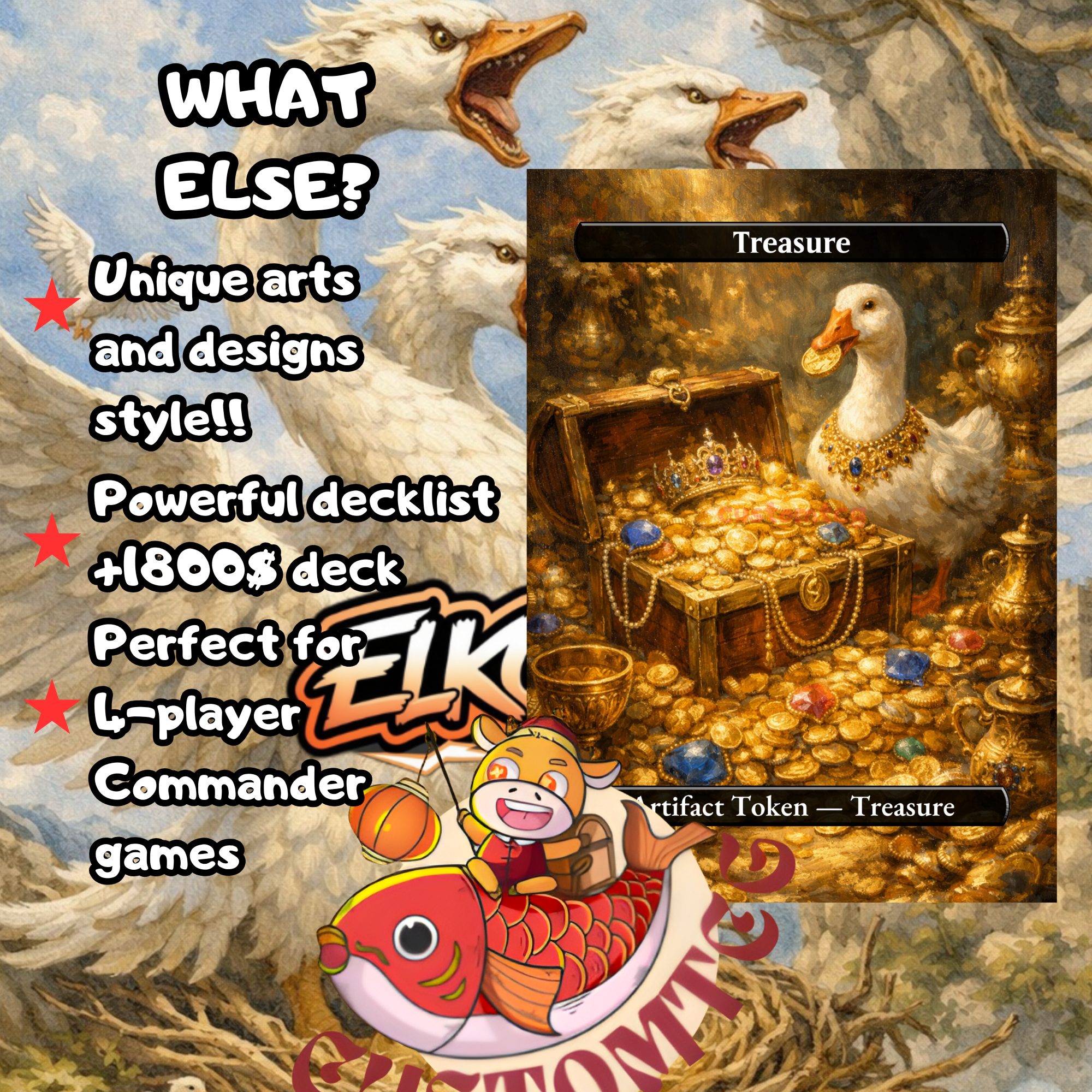 The Goose Mother Custom Commander Deck — Goose Tribal and X Spells | Simic | Fantasy Art Proxy Deck