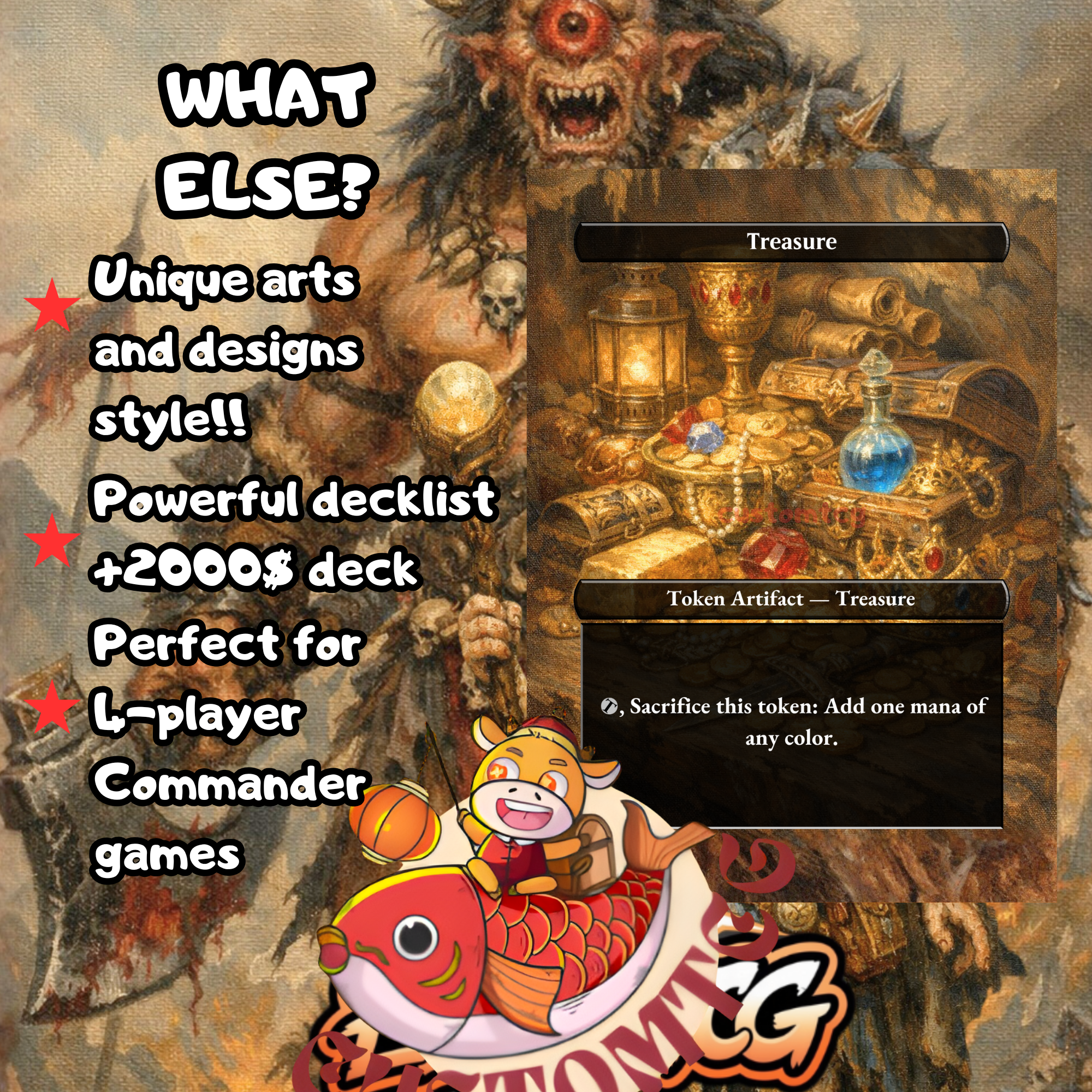 Okaun & Zndrsplt Custom Commander Deck — Coin Flip Chaos | Izzet | Fantasy Art Proxy Deck