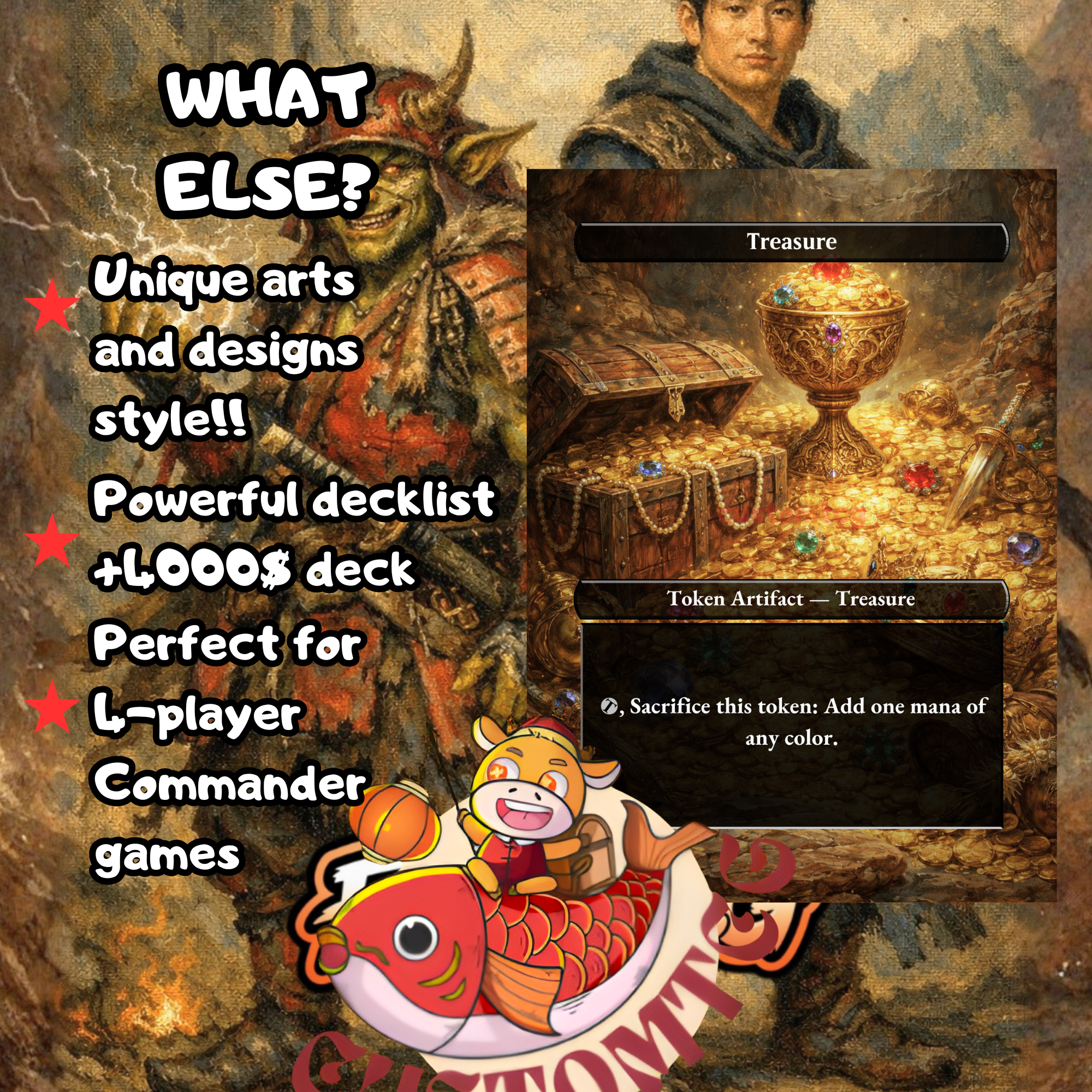 Goro-Goro and Satoru Custom Commander Deck — Ninjas and Dragons | Izzet | Fantasy Art Proxy Deck