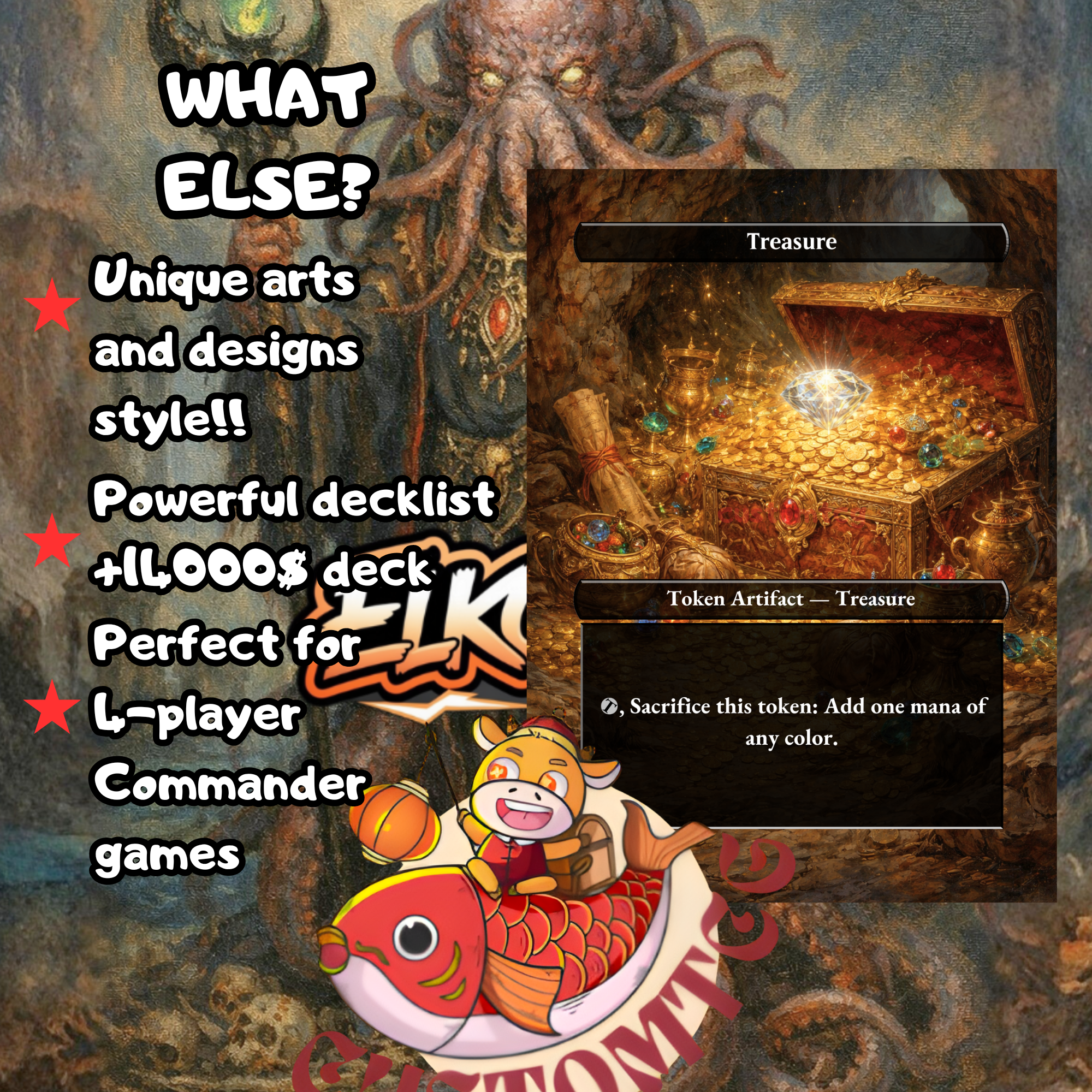 Queza, Augur of Agonies Custom Commander Deck — Life Drain and Draw | Esper | Fantasy Art Proxy Deck