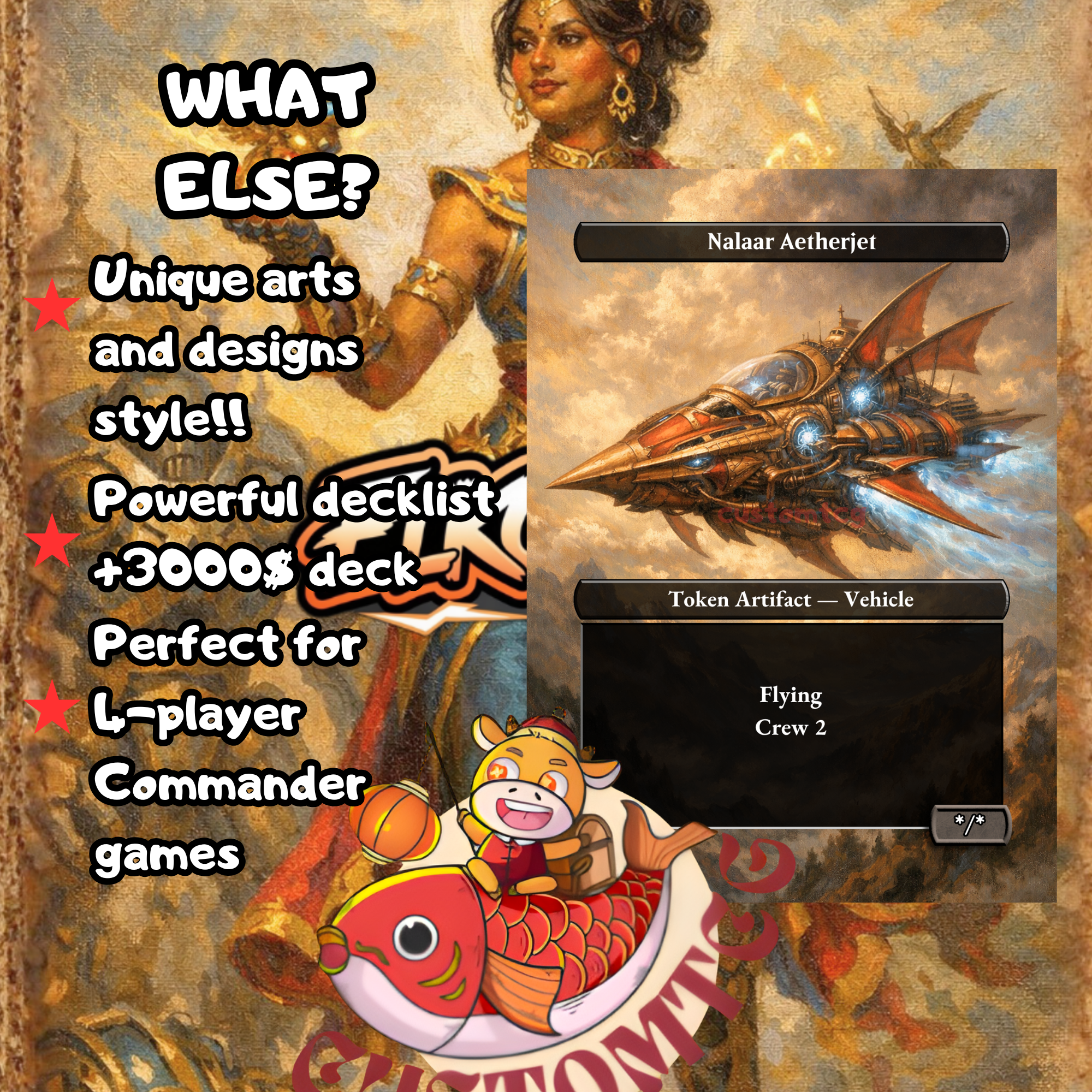 Saheeli, Radiant Creator Custom Commander Deck — Artifact Tokens and Energy | Izzet | Fantasy Art Proxy Deck