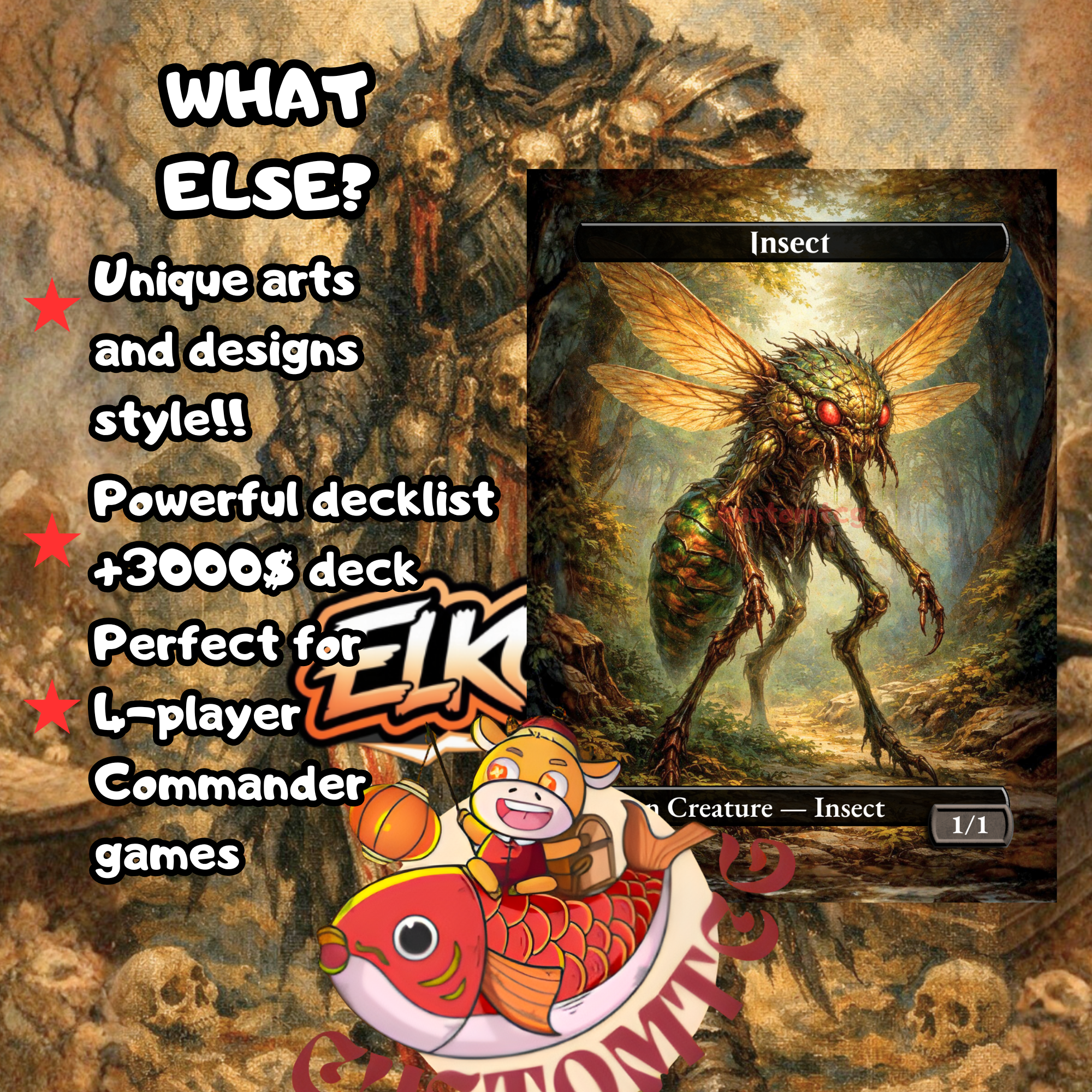 Coram, the Undertaker Custom Commander Deck — Self Mill and Reanimation | Jund | Fantasy Art Proxy Deck