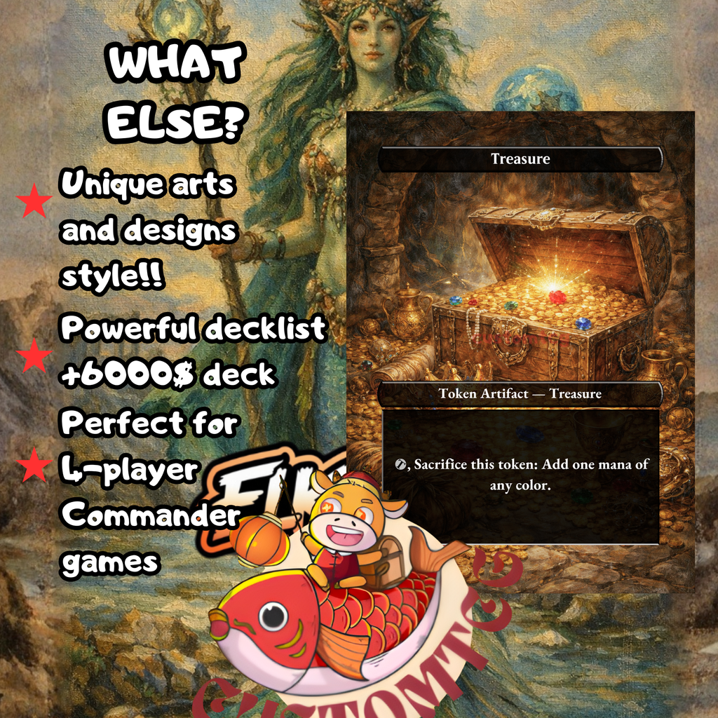 Tatyova, Benthic Druid Custom Commander Deck — Lands and Card Draw | Simic | Fantasy Art Proxy Deck