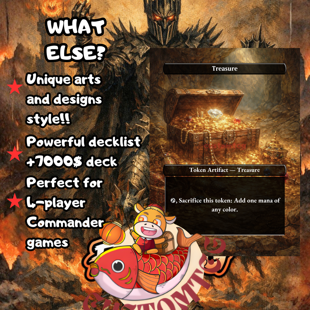 Sauron, the Dark Lord Custom Commander Deck — Amass Orcs and Ring Temptation | Grixis | Fantasy Art Proxy Deck
