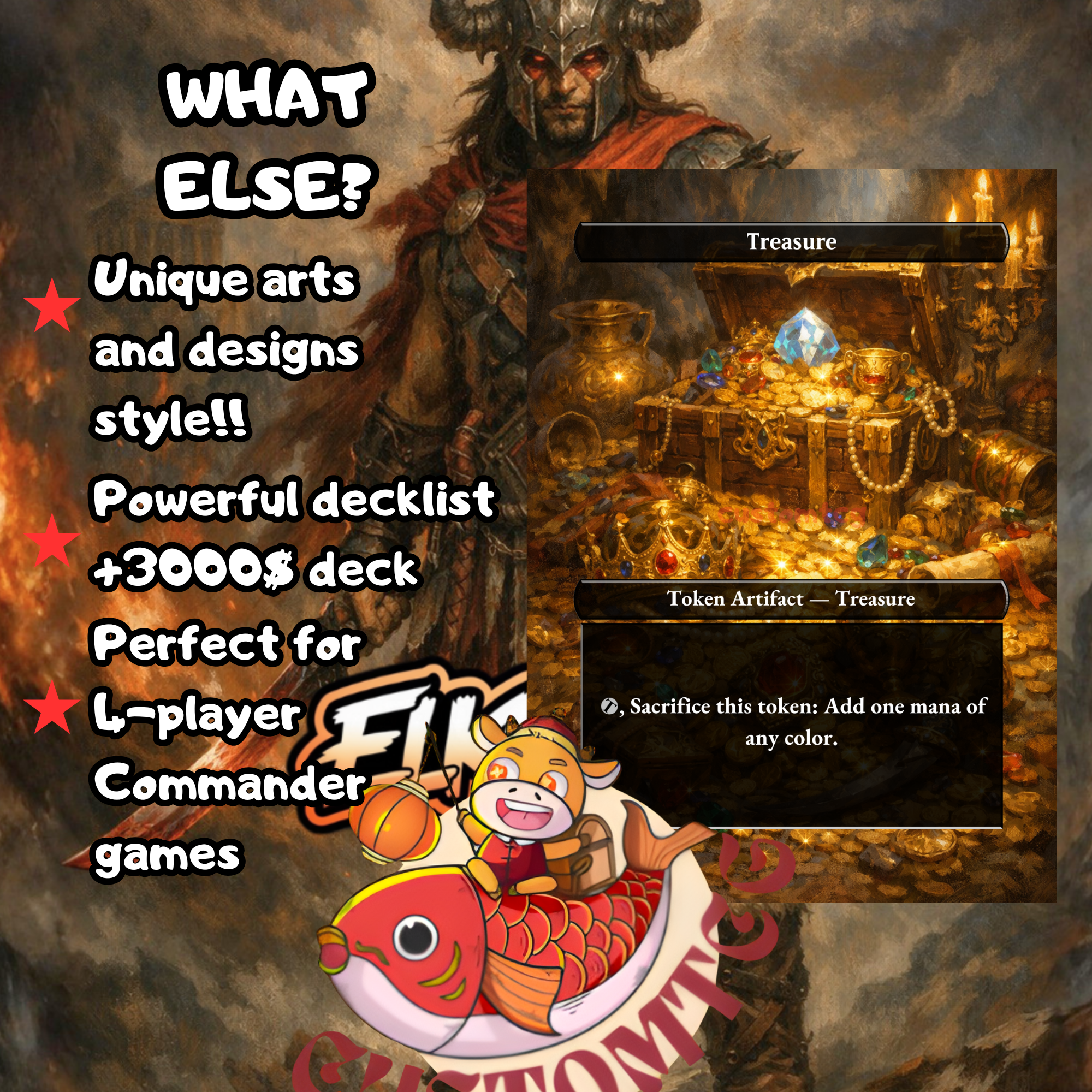 Alexios Deimos of Kosmos Commander Deck | 100 Custom Cards + Tokens | Fantasy Art | Red Voltron Equipment