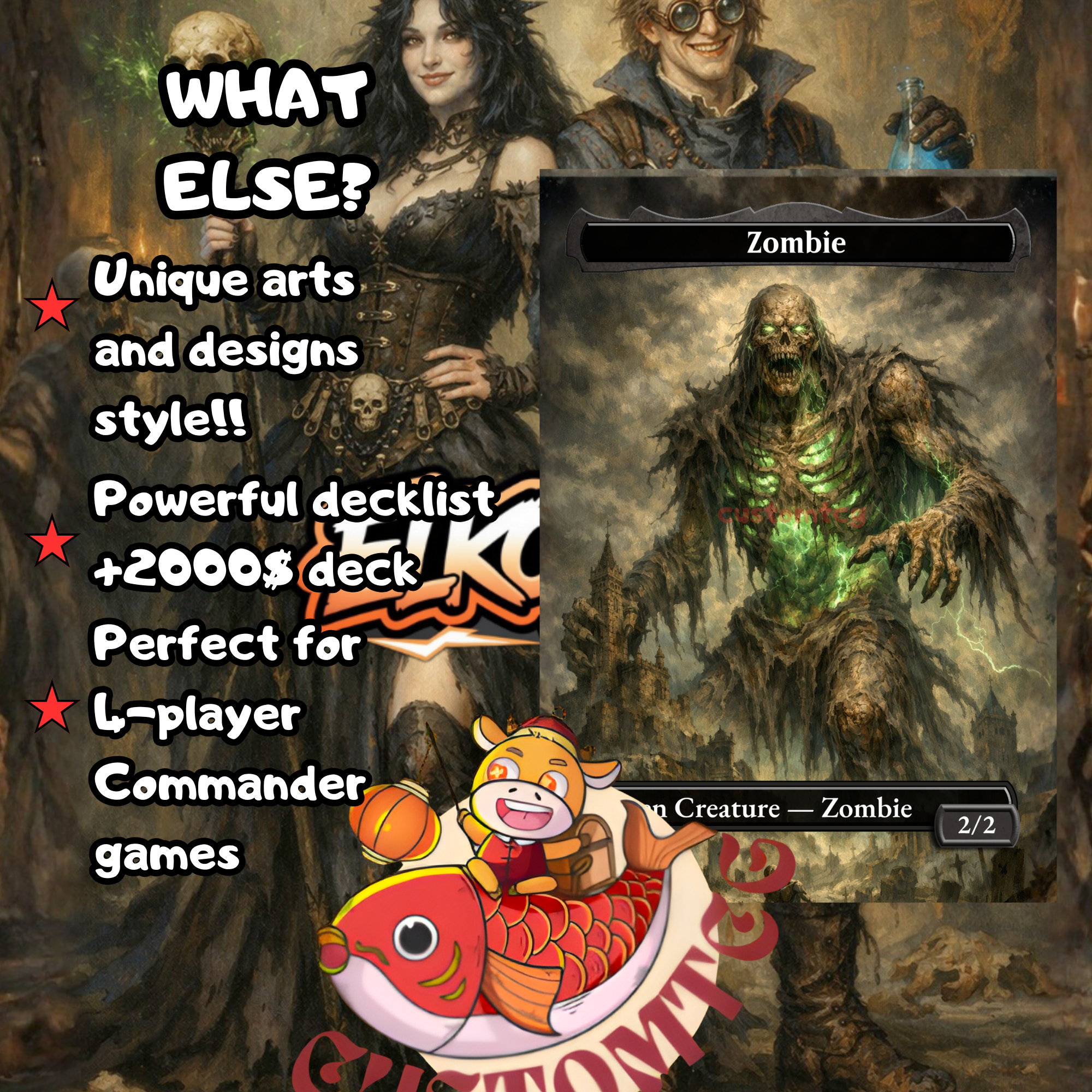 Gisa and Geralf Commander Deck – 100 Custom Cards + Tokens | Zombie Tribal | Dark Fantasy Art | Free Shipping