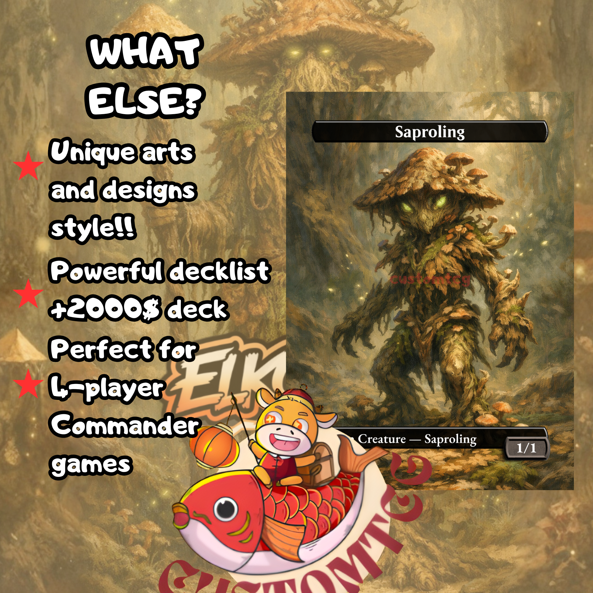 Shroofus Sproutsire Commander Deck – 100 Custom Cards + Tokens | Saproling Tribal | Token Swarm | Fantasy Art | Free Shipping