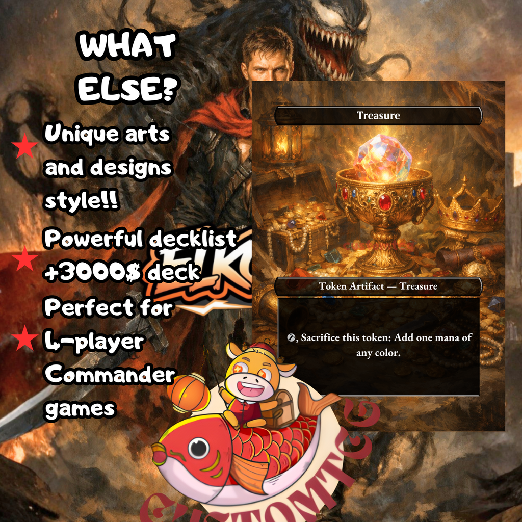 Eddie Brock Venom Custom Commander Deck – 100 Cards + Tokens | Symbiote Villains | Dark Fantasy Art | Unique Card Designs