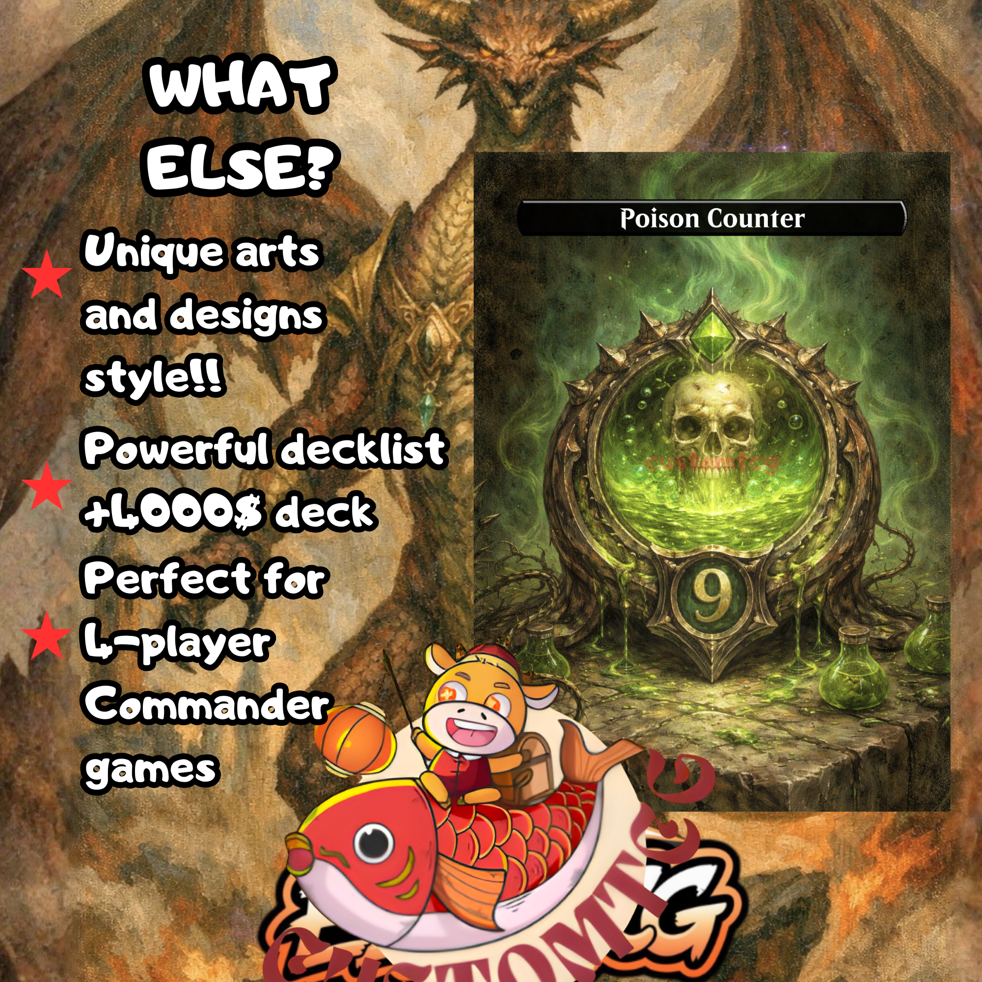 Nicol Bolas, the Ravager Custom Commander Deck — Dragon God | Grixis Control | Fantasy Art Proxy Deck